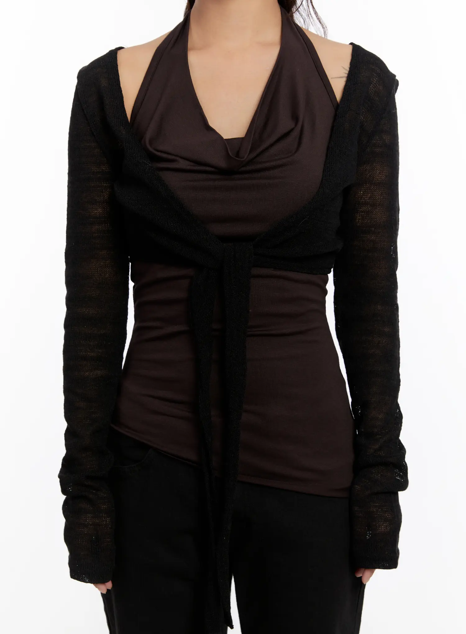 Layered Lace Tie Cardigan CN527 - Image 4