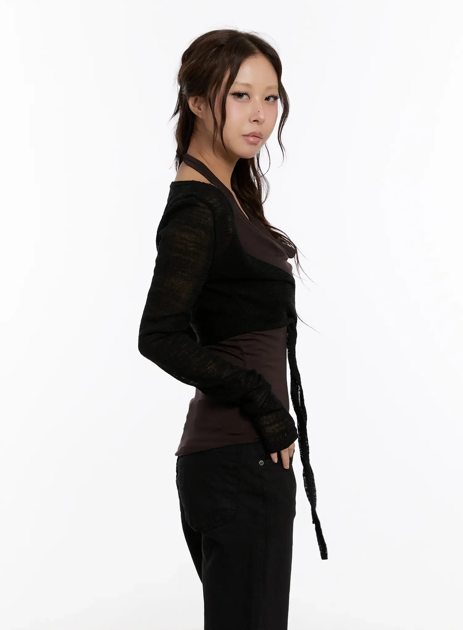 Layered Lace Tie Cardigan CN527 - Image 5