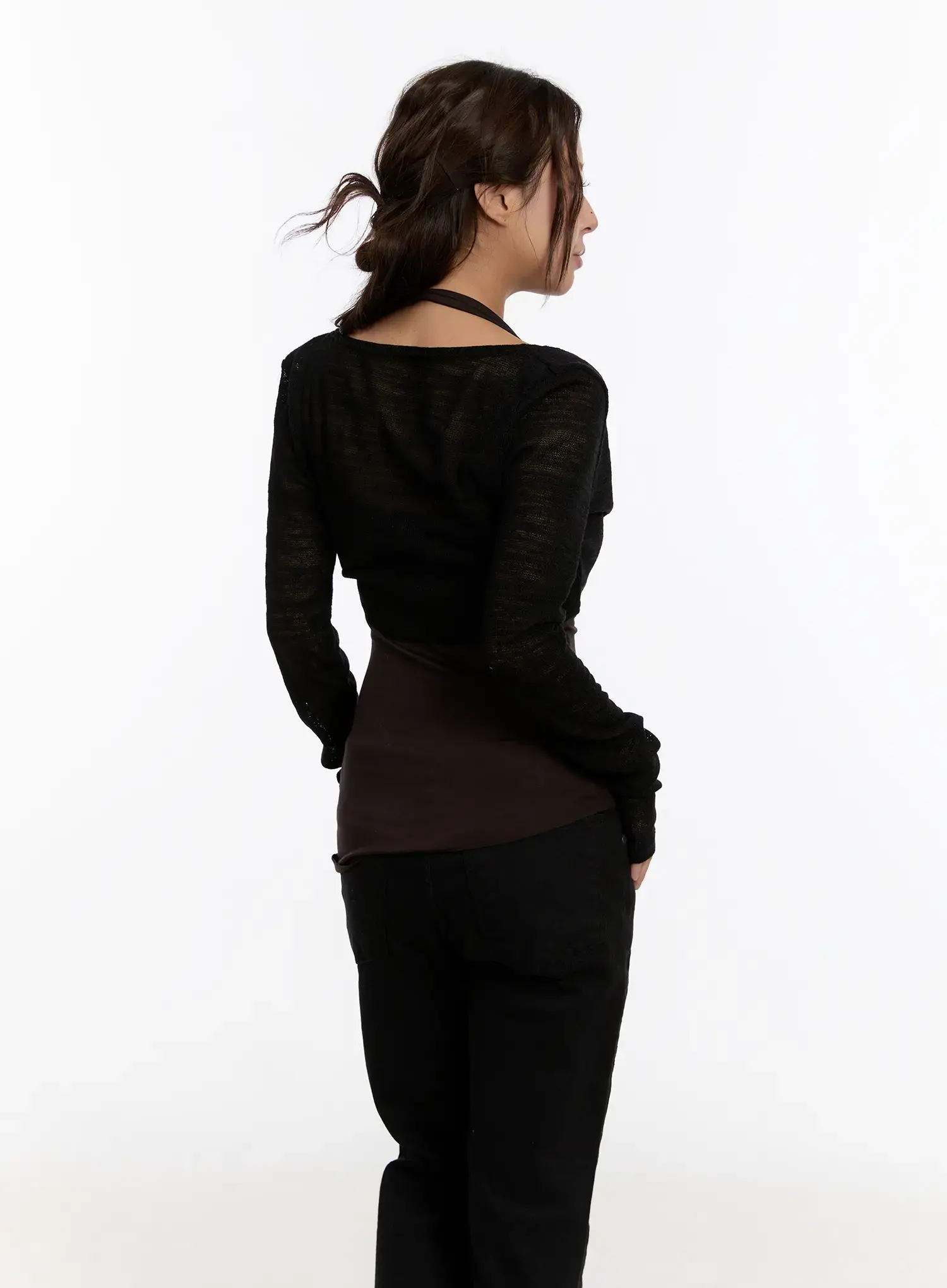 Layered Lace Tie Cardigan CN527 - Image 7