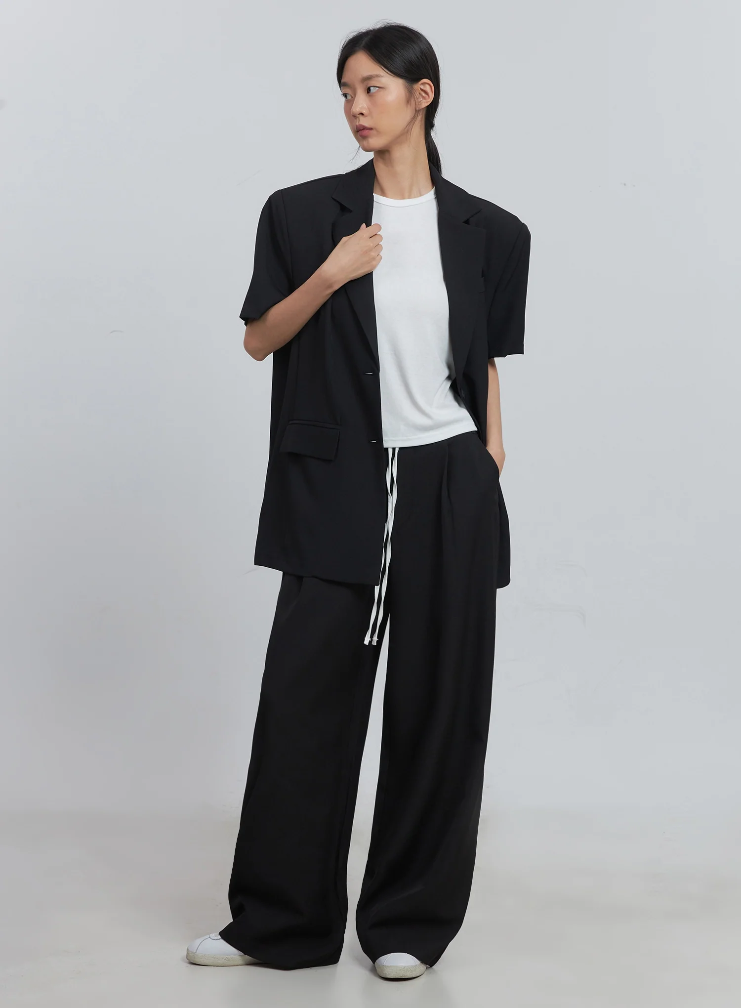 Layered Pintuck Wide-Leg Pants IU512 - Image 18
