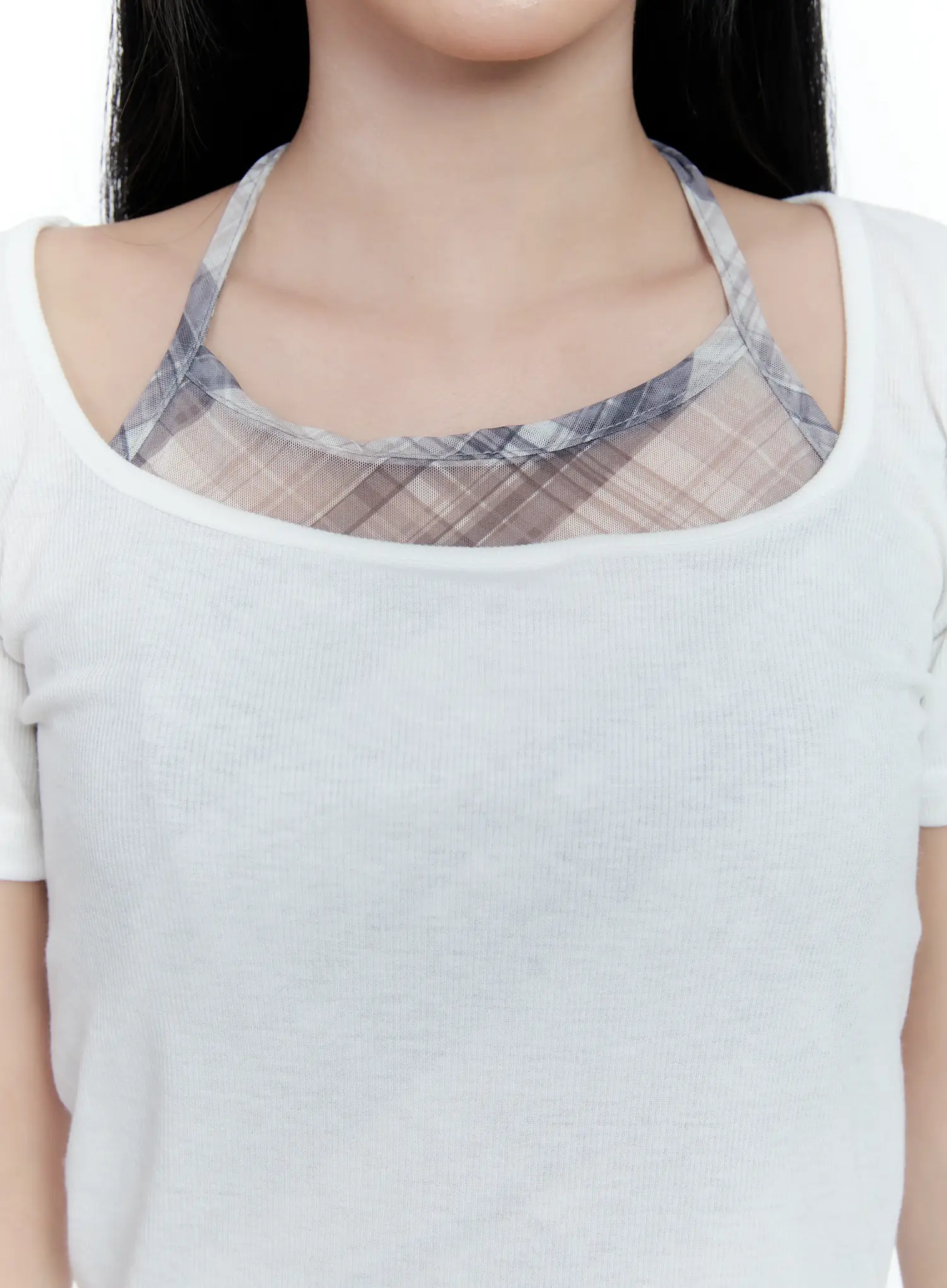 Layered Plaid Halter Top CG501 - Image 3