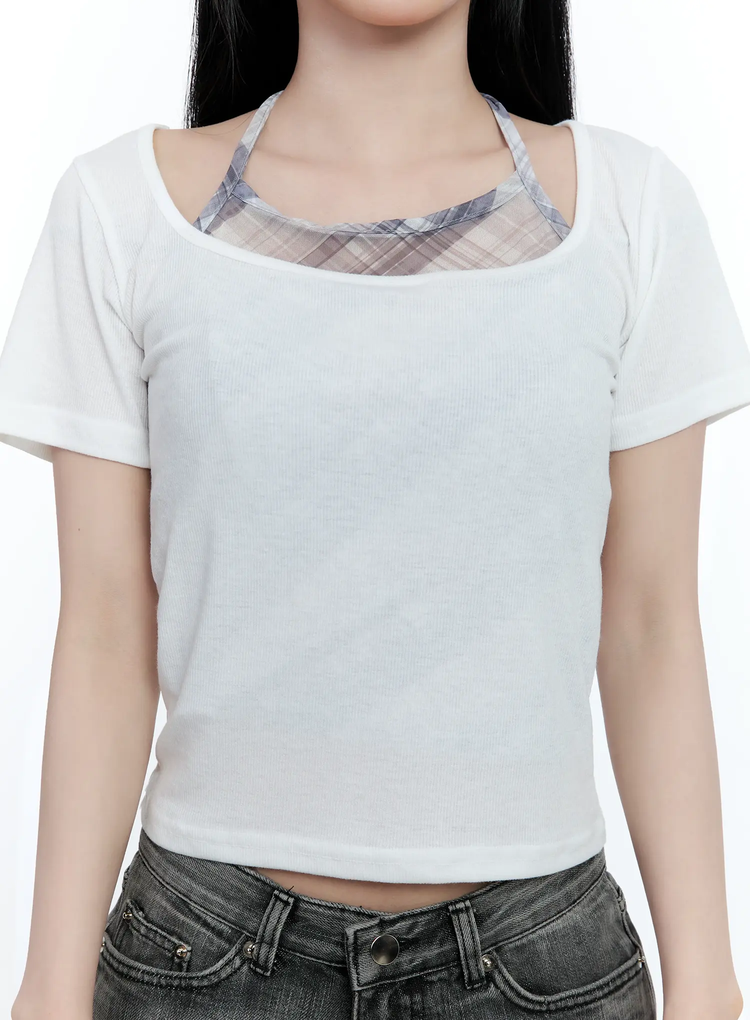 Layered Plaid Halter Top CG501 - Image 4