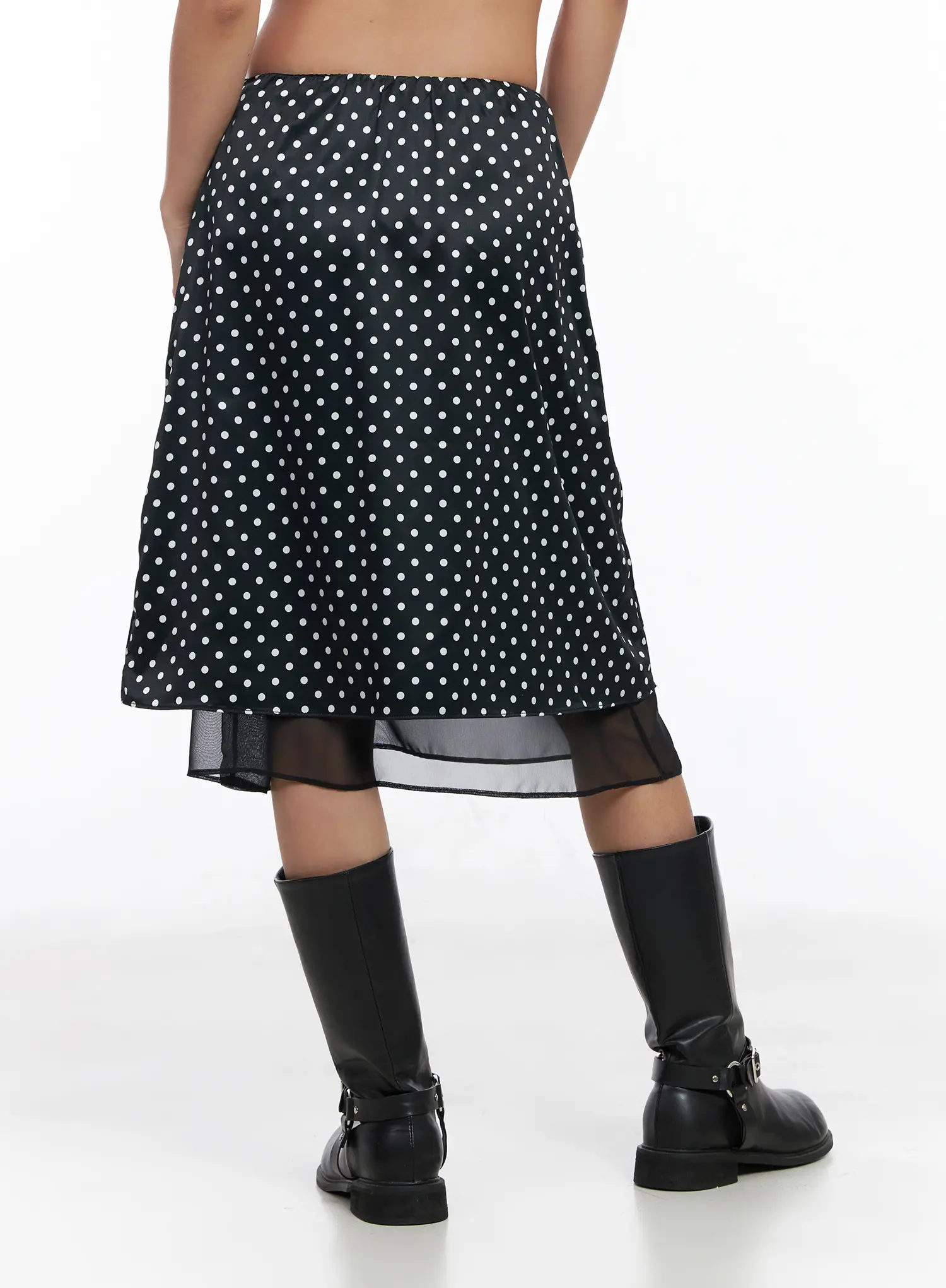 Layered Polka Dot Satin Midi-Skirt CM520 - Image 7
