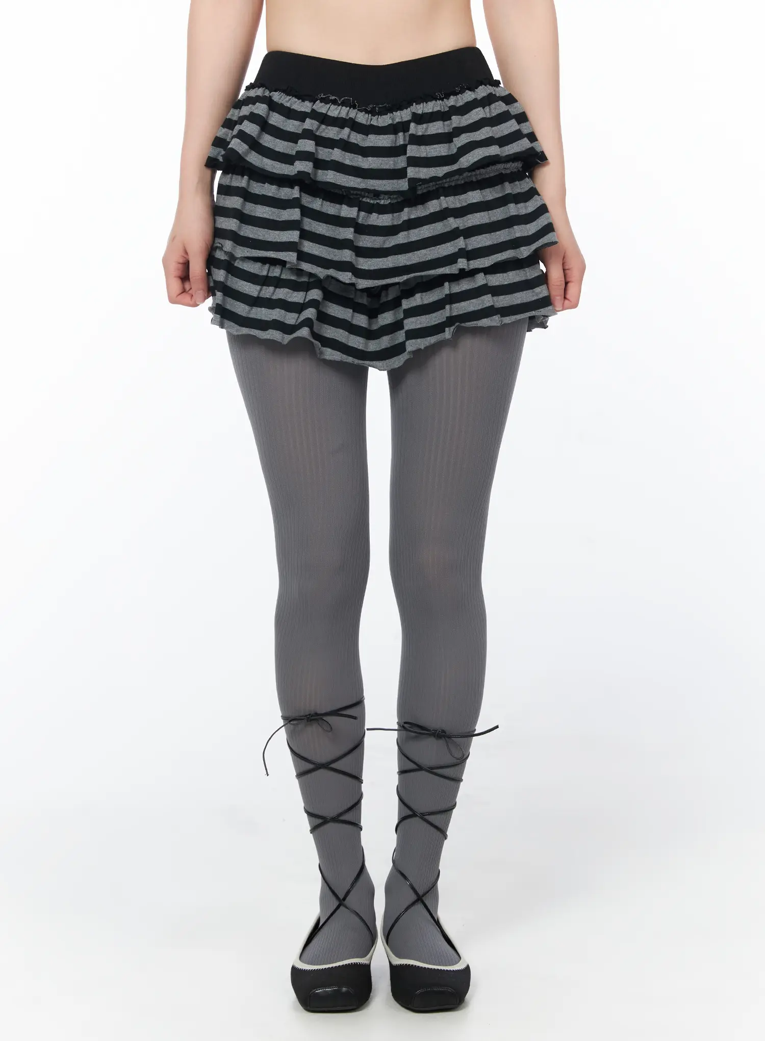Layered Ruffle Striped Skirt CY506