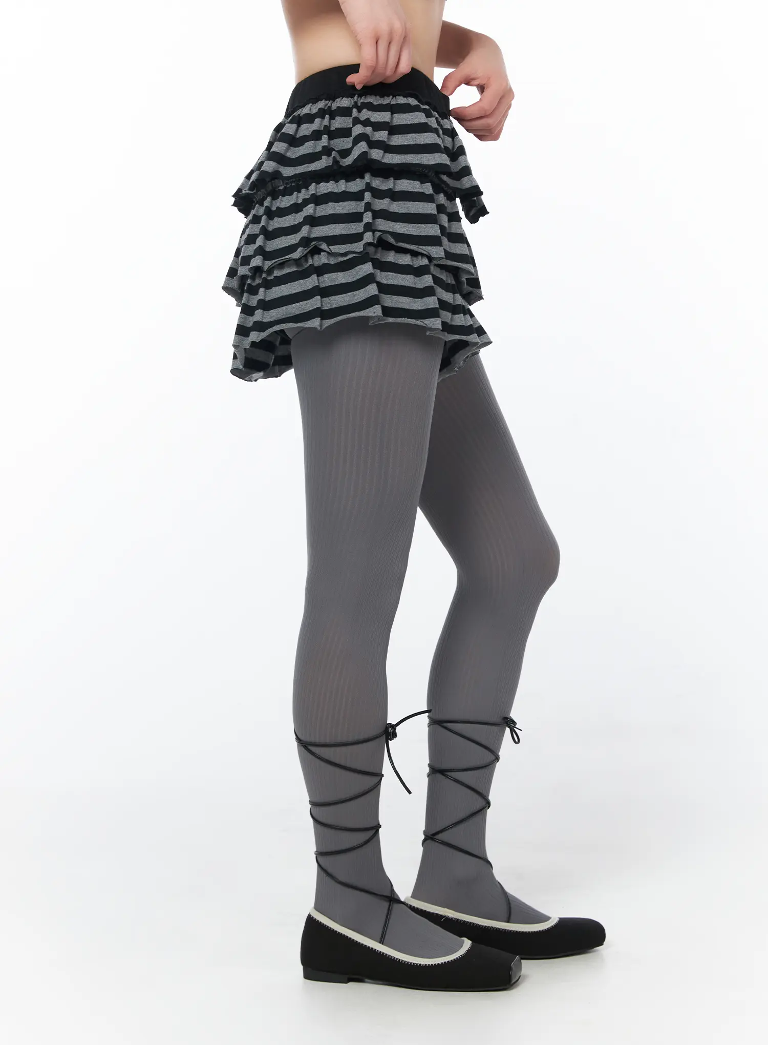 Layered Ruffle Striped Skirt CY506 - Image 3