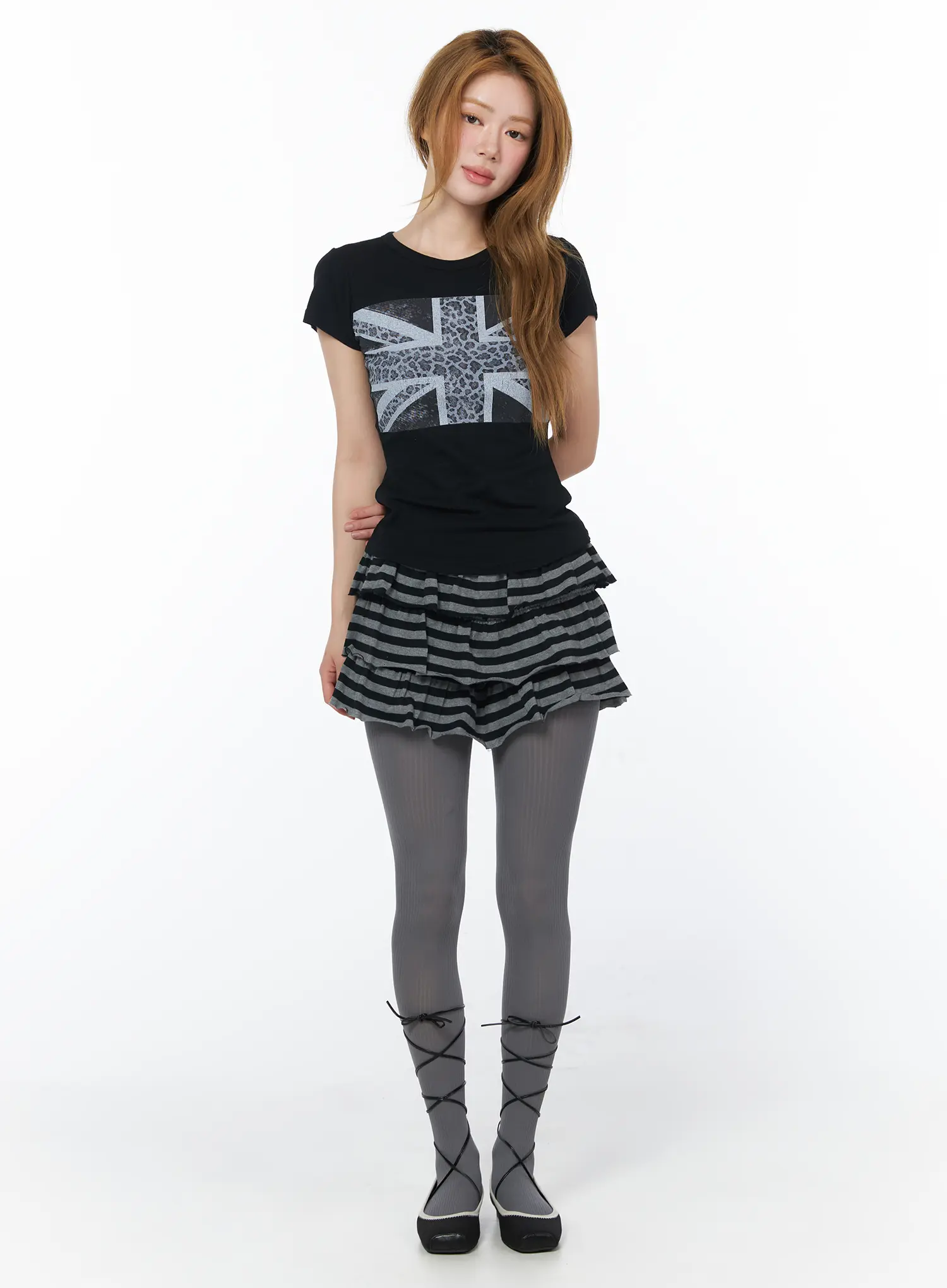 Layered Ruffle Striped Skirt CY506 - Image 5