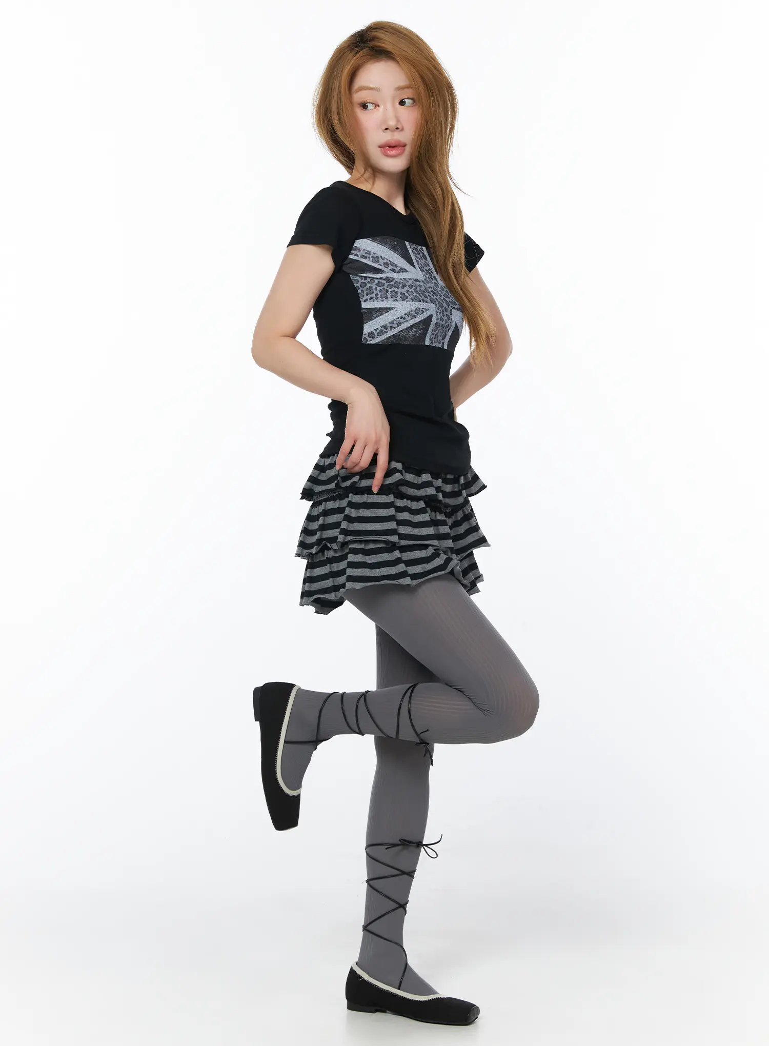 Layered Ruffle Striped Skirt CY506 - Image 6