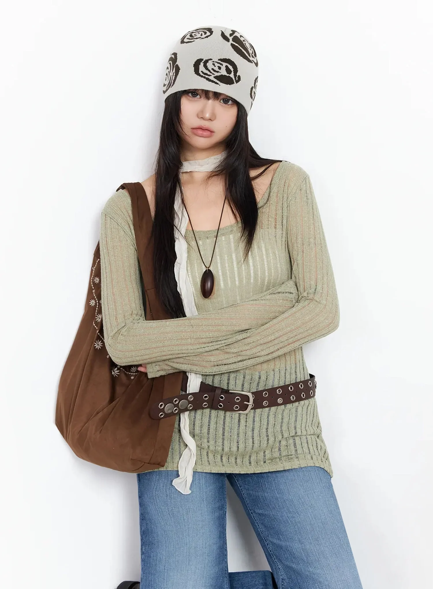 Layered Sheer Long Slim Top IA523