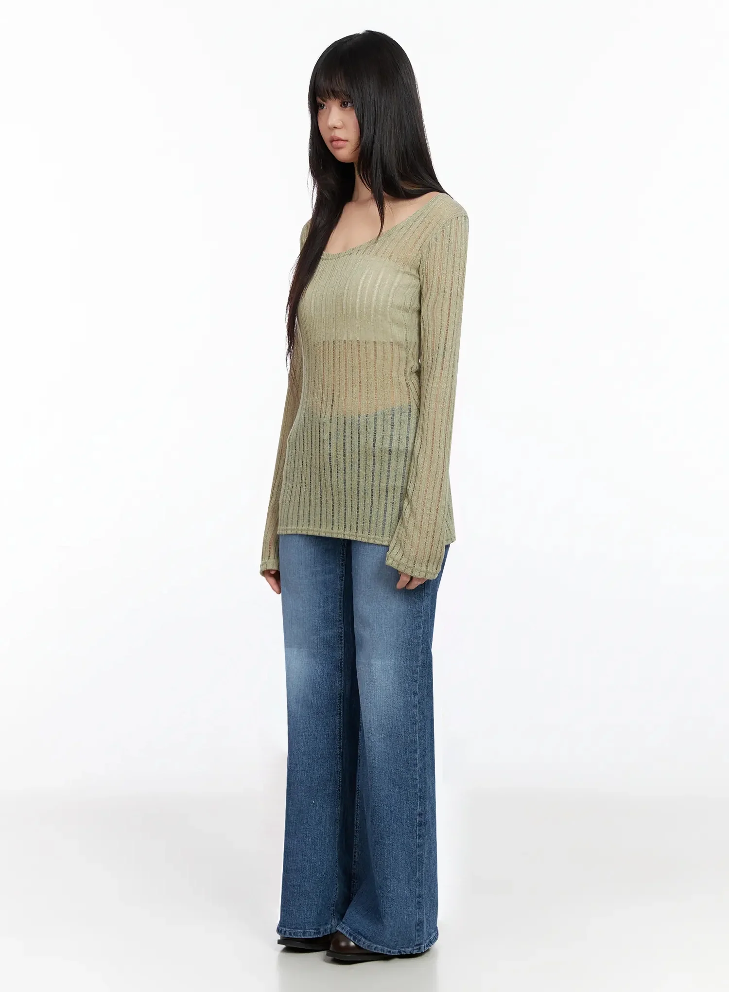 Layered Sheer Long Slim Top IA523 - Image 10