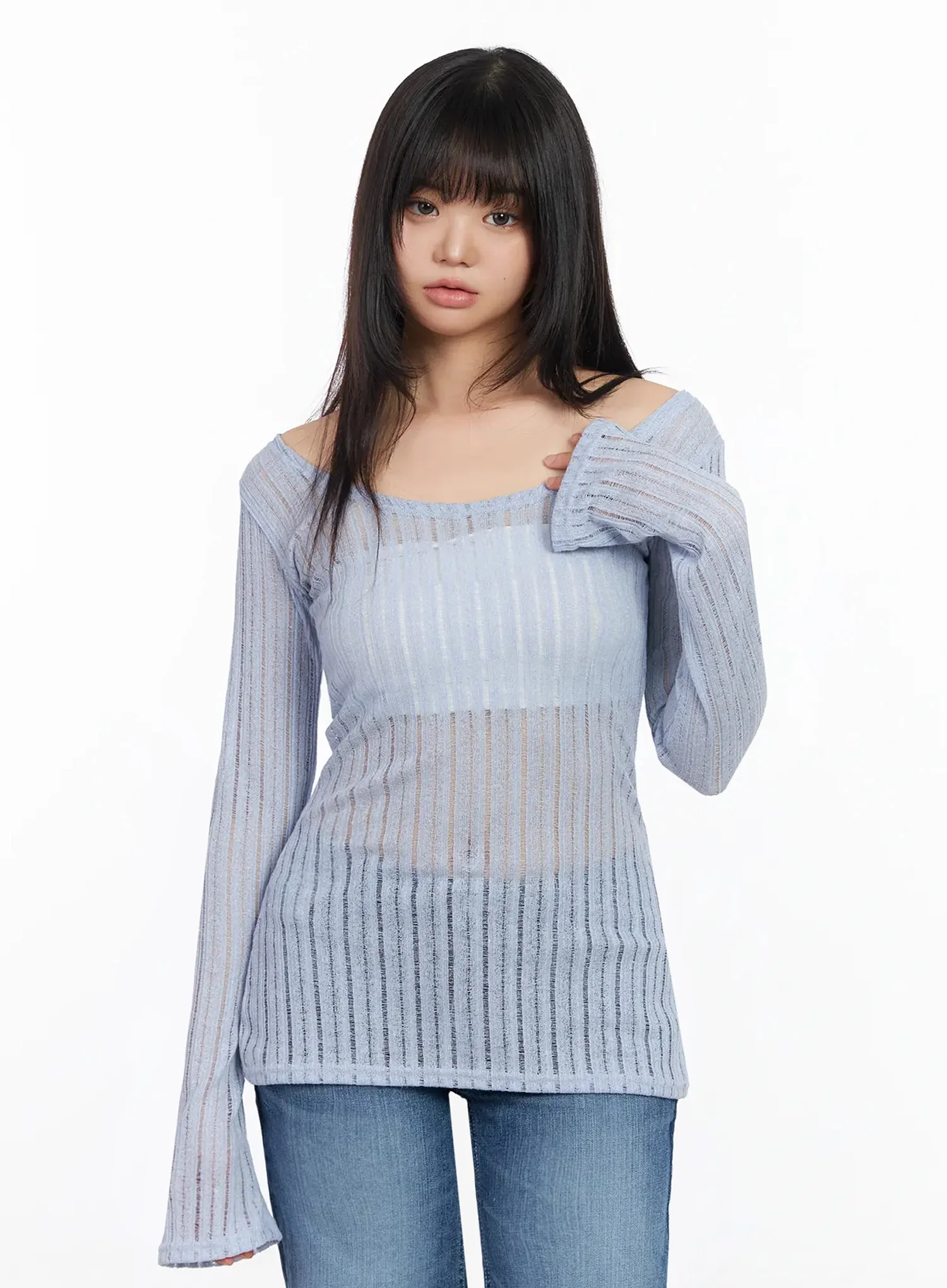 Layered Sheer Long Slim Top IA523 - Image 14