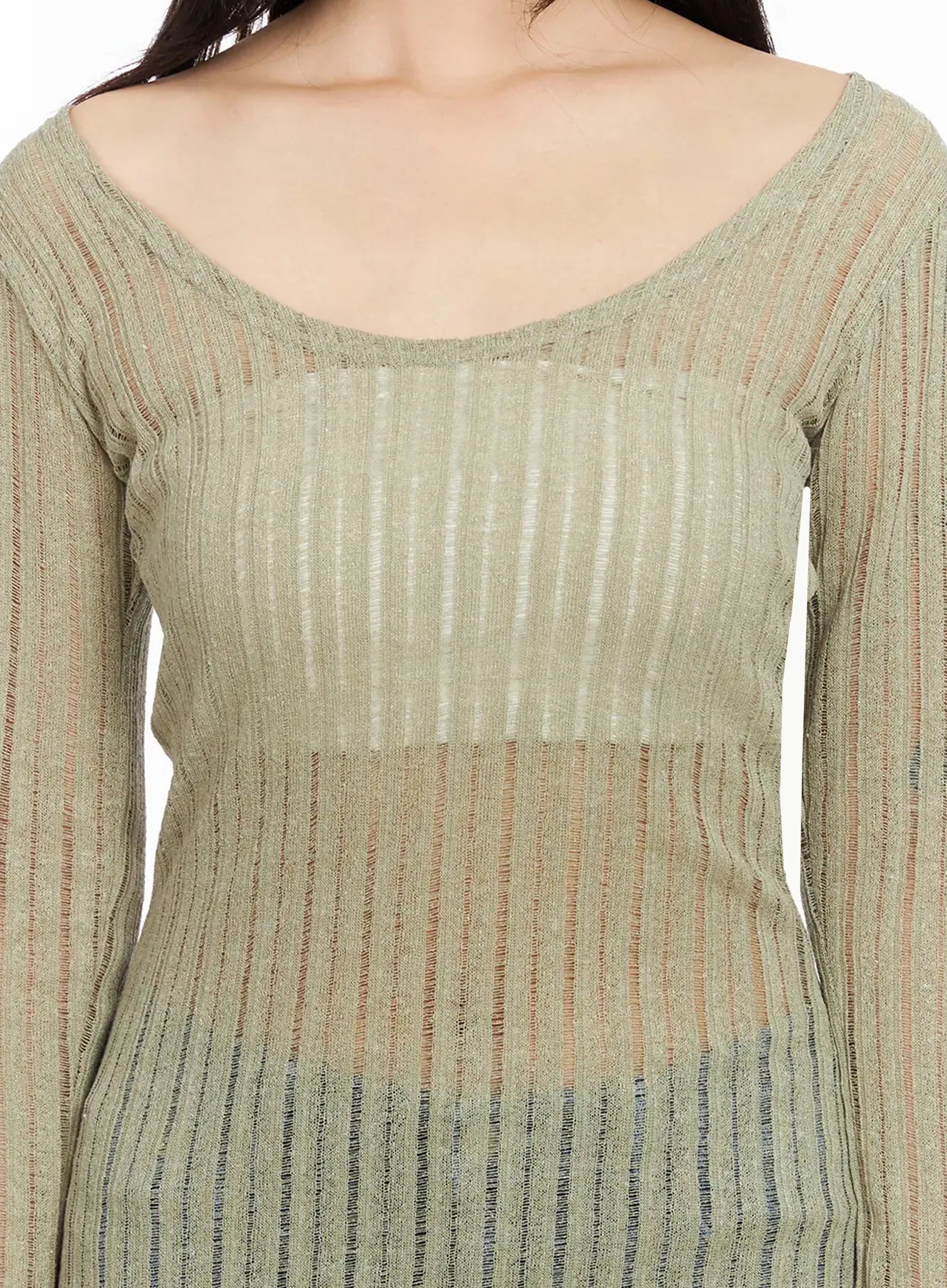Layered Sheer Long Slim Top IA523 - Image 4