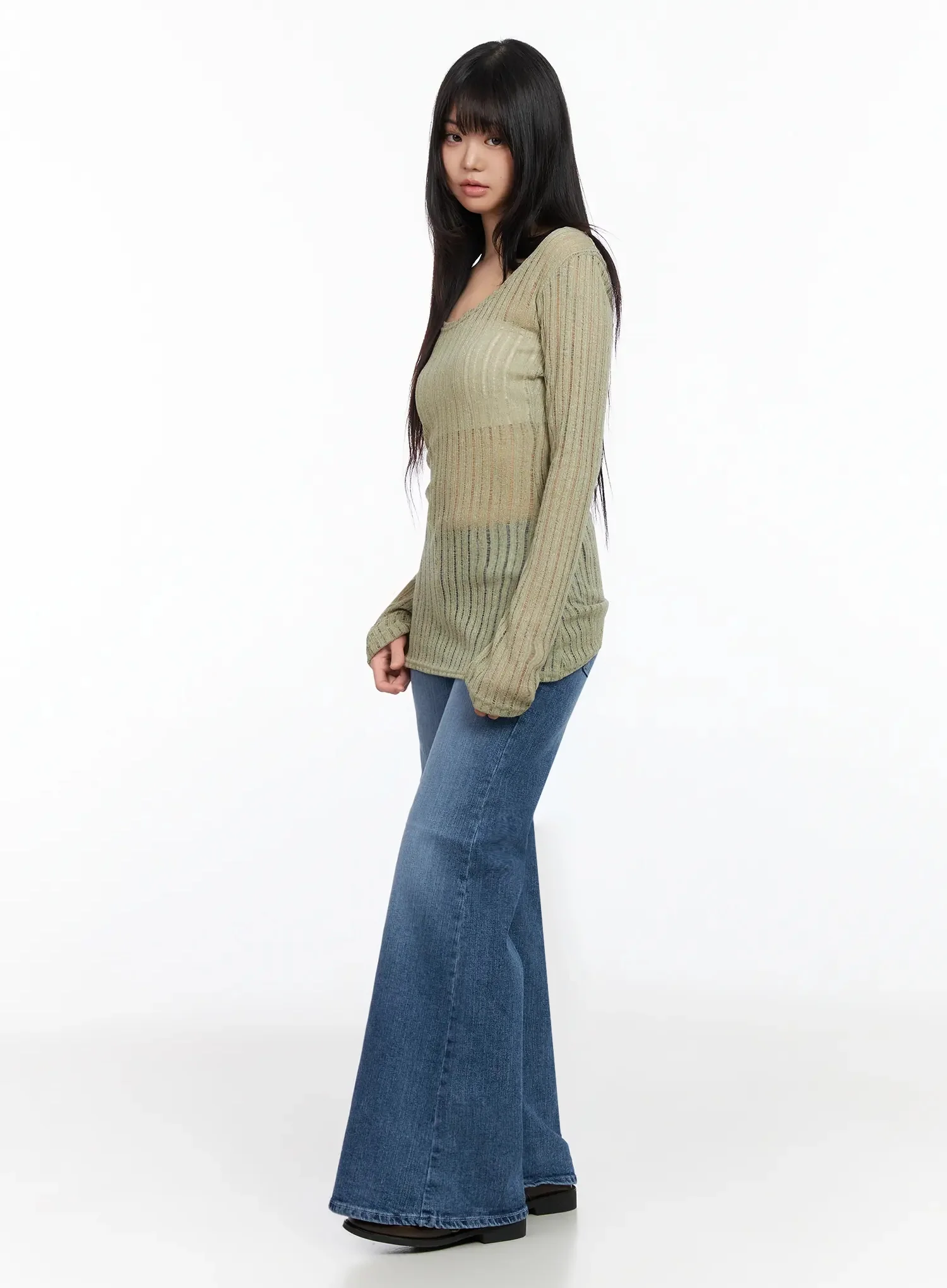 Layered Sheer Long Slim Top IA523 - Image 6