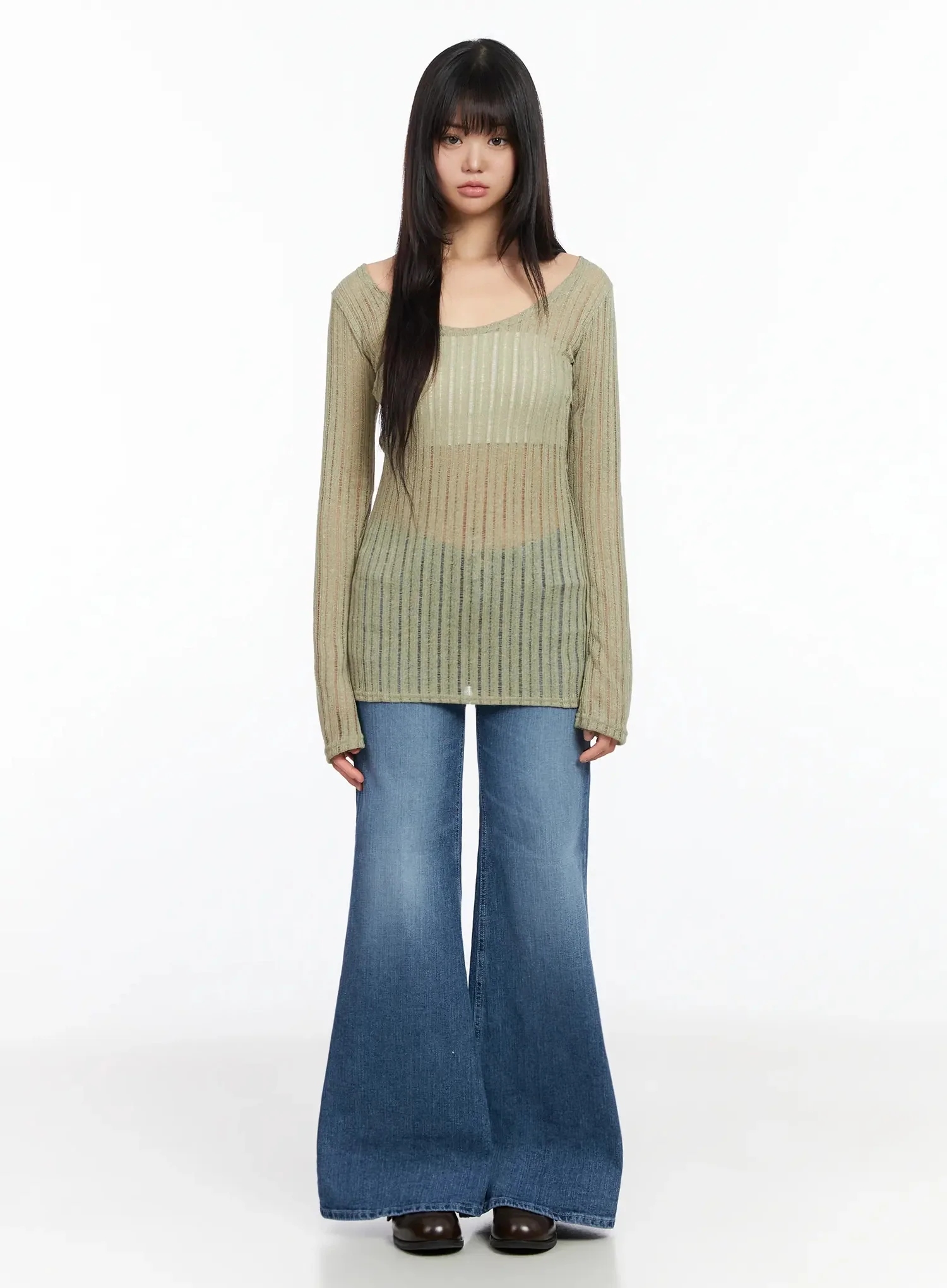 Layered Sheer Long Slim Top IA523 - Image 9