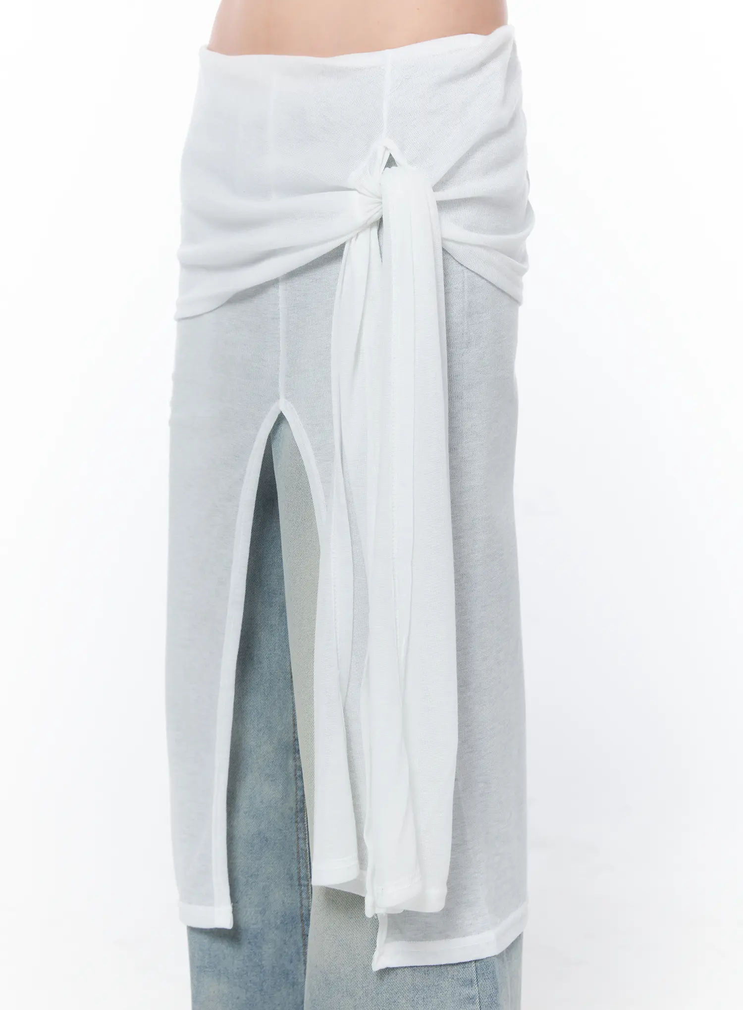 Layered Sheer Midi Wrap Skirt CA529 - Image 4