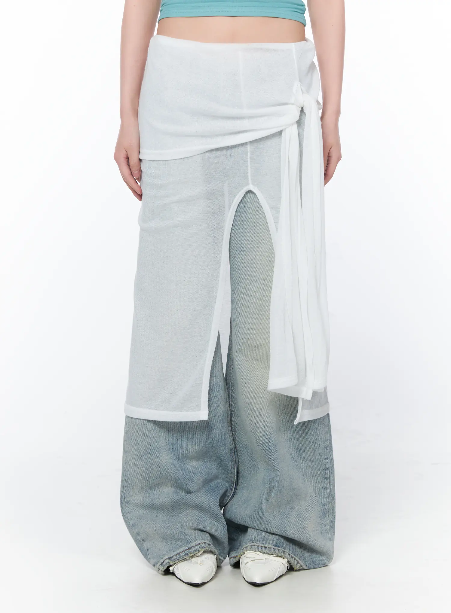 Layered Sheer Midi Wrap Skirt CA529 - Image 7
