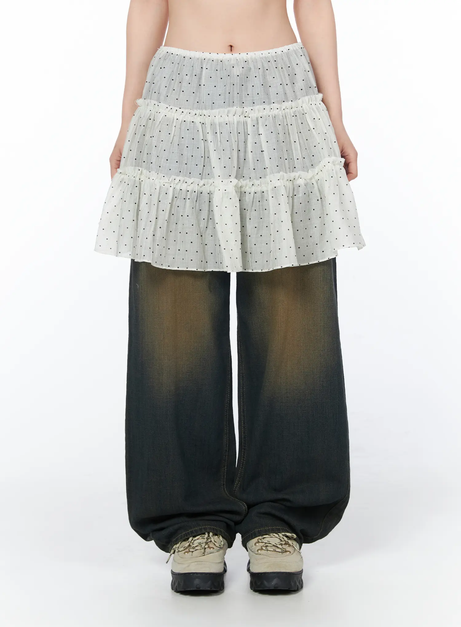 Layered Sheer Polka Dot Midi Skirt CY505 - Image 10