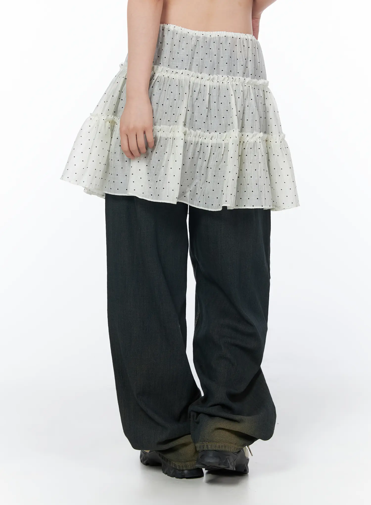 Layered Sheer Polka Dot Midi Skirt CY505 - Image 4
