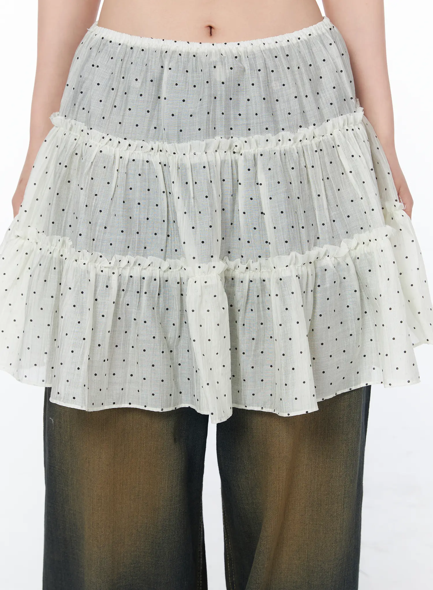 Layered Sheer Polka Dot Midi Skirt CY505 - Image 9