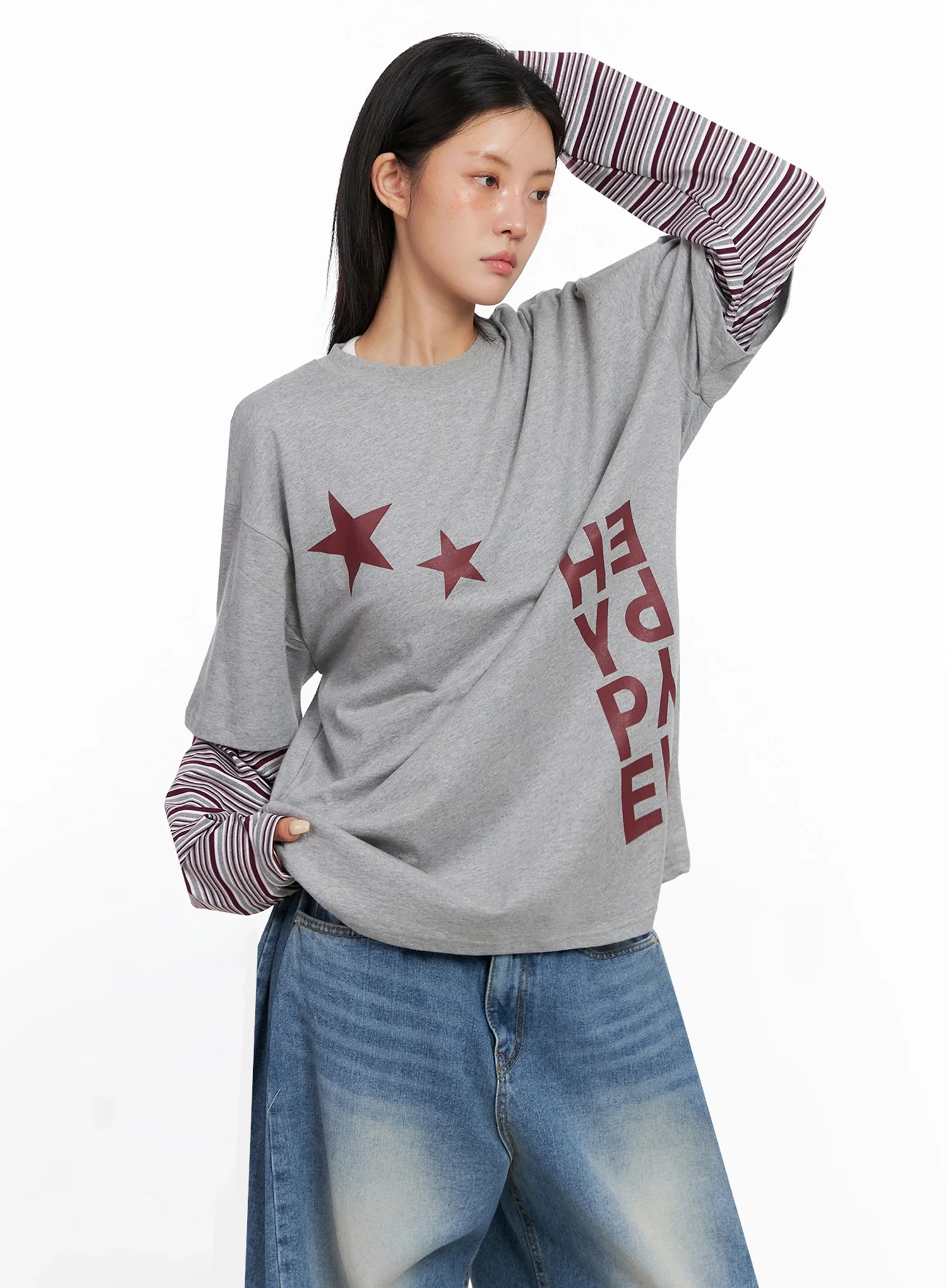 Layered Star Print Long Sleeve Tee IS515 - Image 14