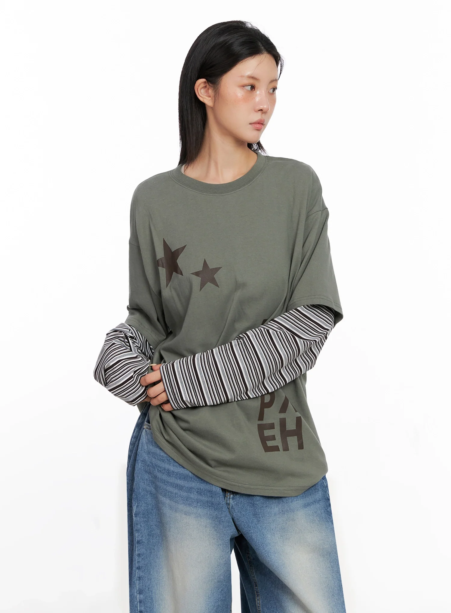 Layered Star Print Long Sleeve Tee IS515 - Image 6