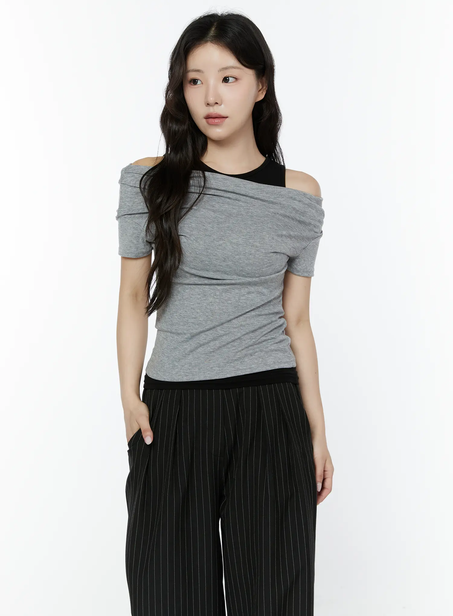 Layered Tank Off-Shoulder Tee IY511 - Image 8