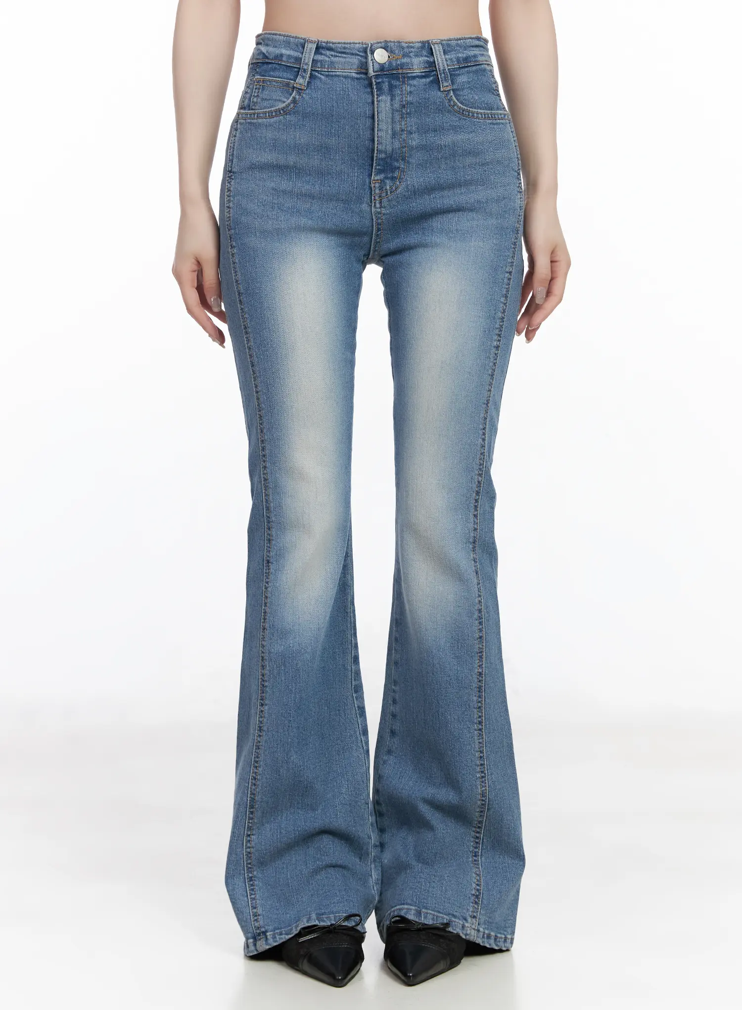 Lennox Washed Hip Pad Bootcut Jeans CF523