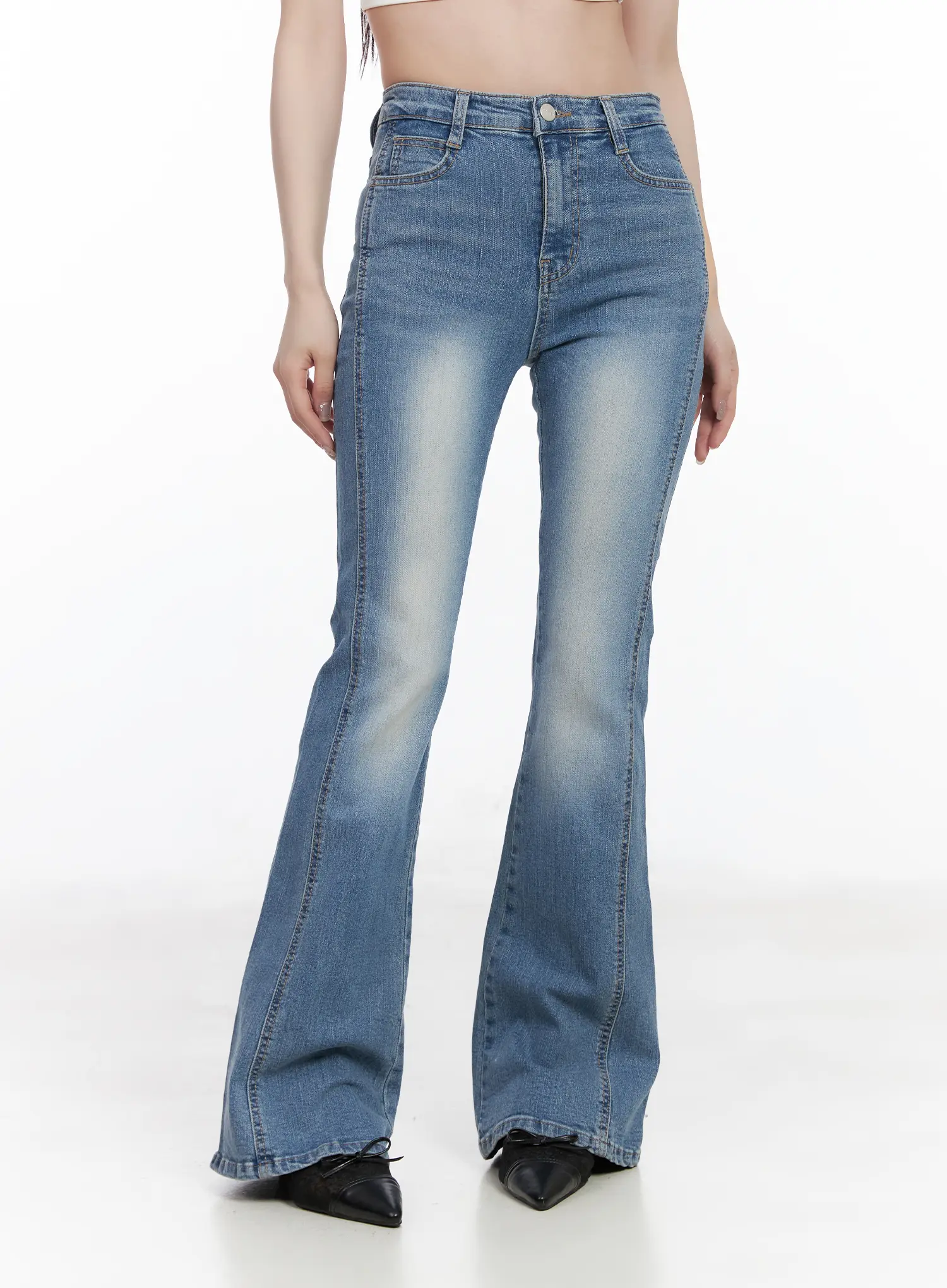 Lennox Washed Hip Pad Bootcut Jeans CF523 - Image 11