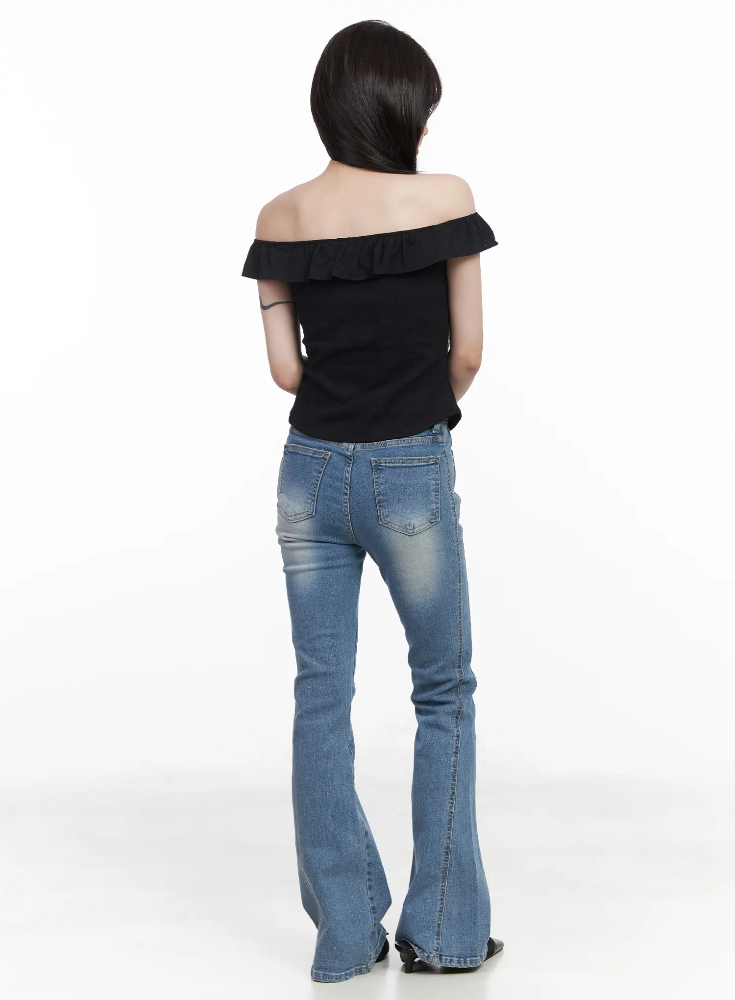 Lennox Washed Hip Pad Bootcut Jeans CF523 - Image 4