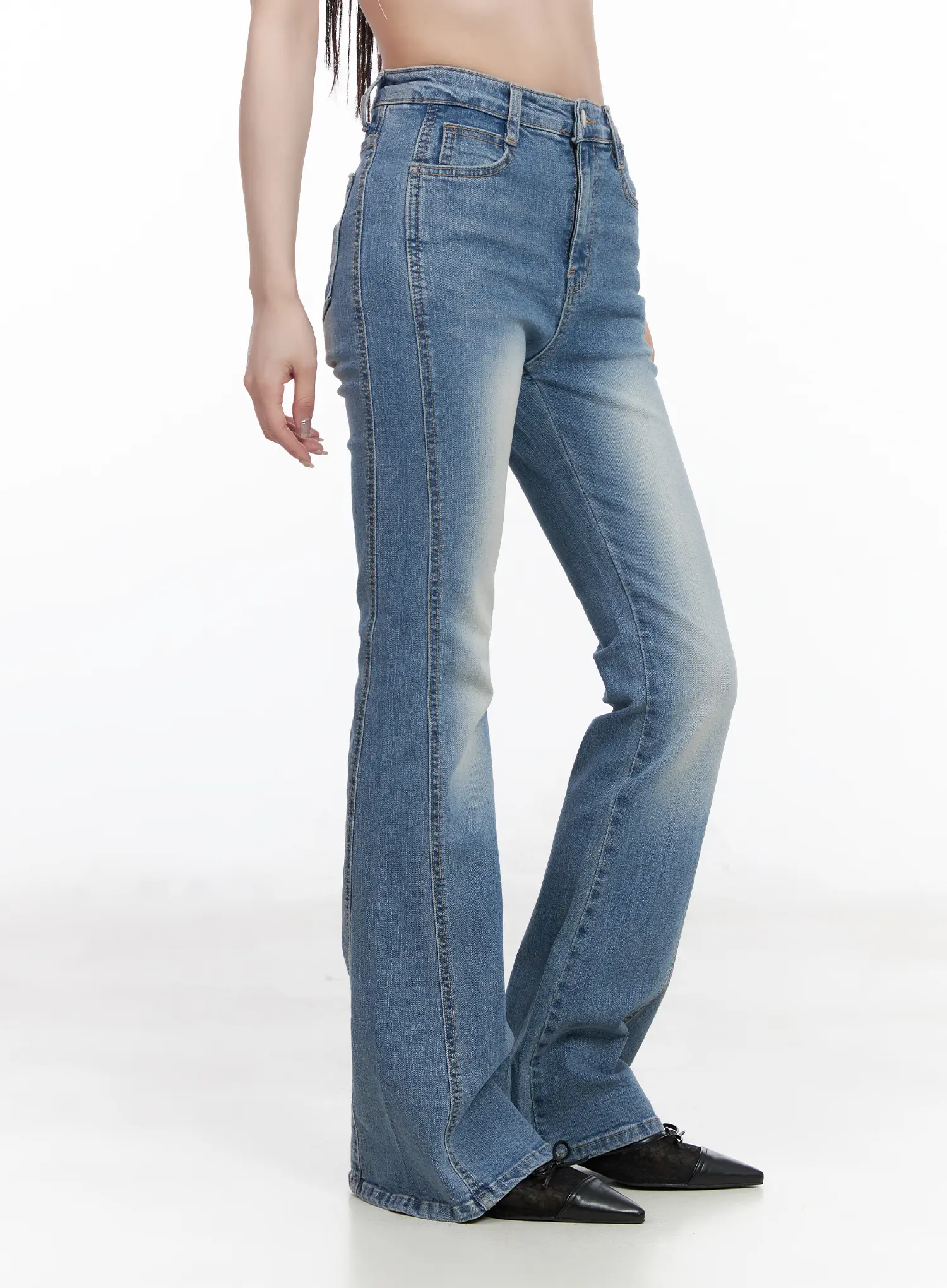 Lennox Washed Hip Pad Bootcut Jeans CF523 - Image 5