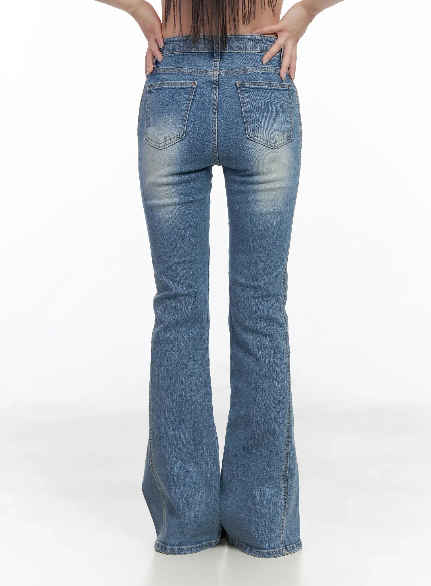 Lennox Washed Hip Pad Bootcut Jeans CF523 - Image 6