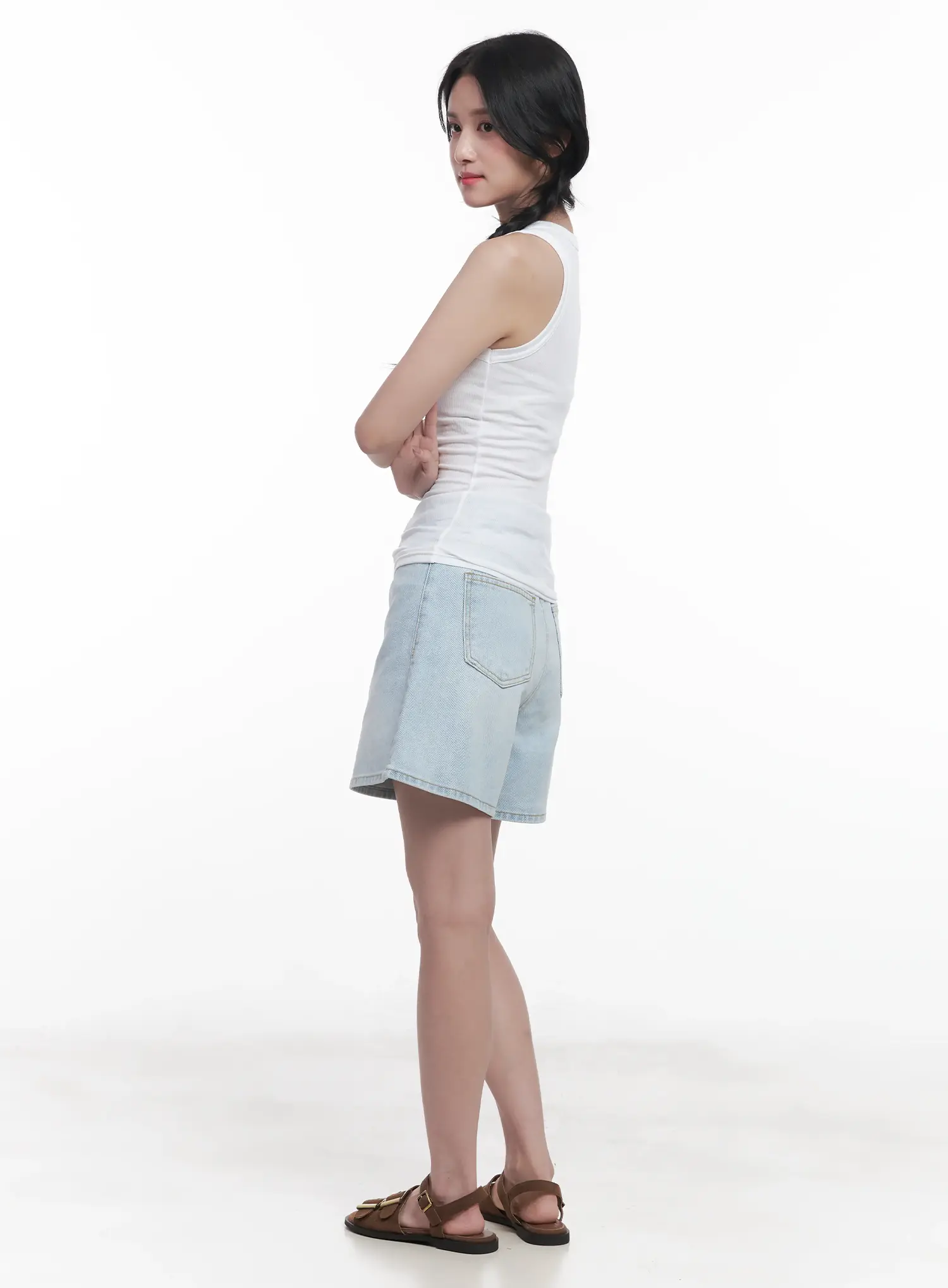 Light Wash Wide-Fit Jorts CU523 - Image 5