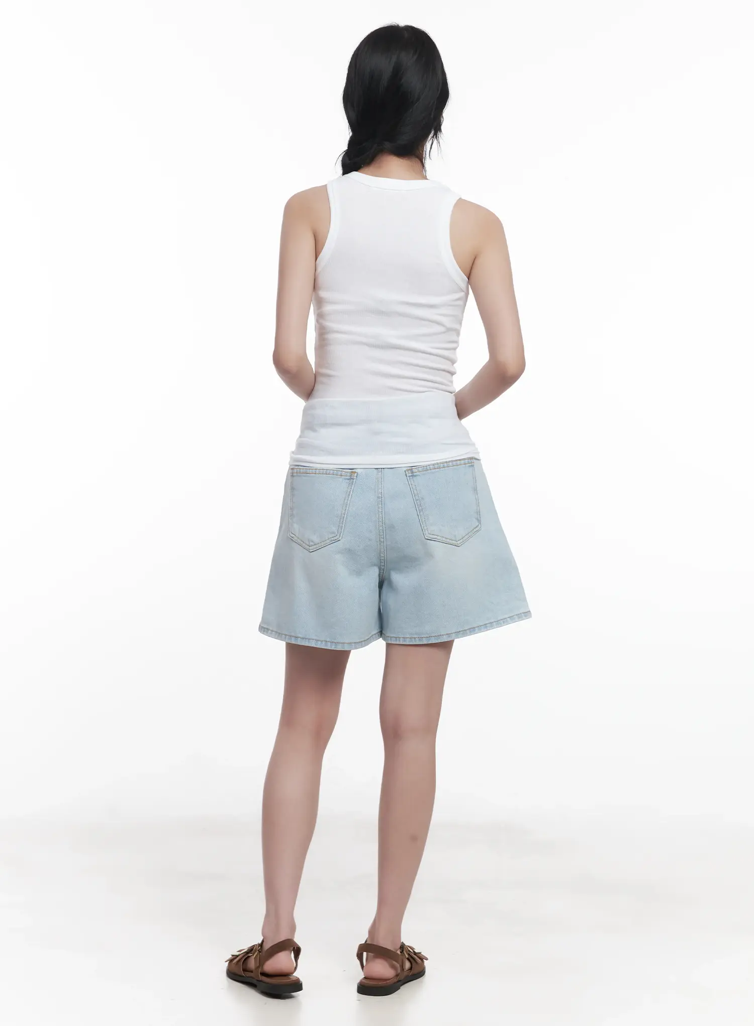 Light Wash Wide-Fit Jorts CU523 - Image 7