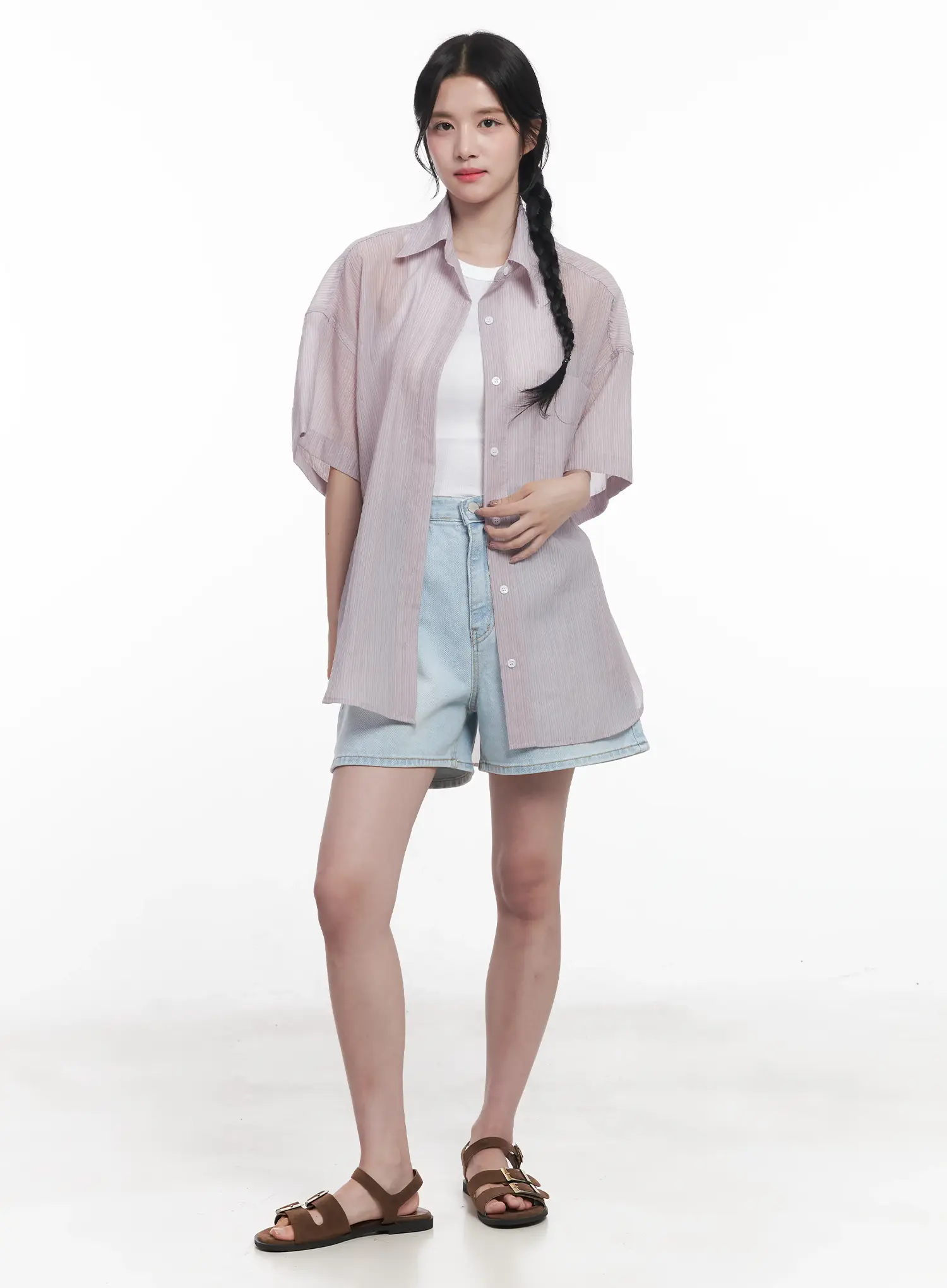 Light Wash Wide-Fit Jorts CU523 - Image 8