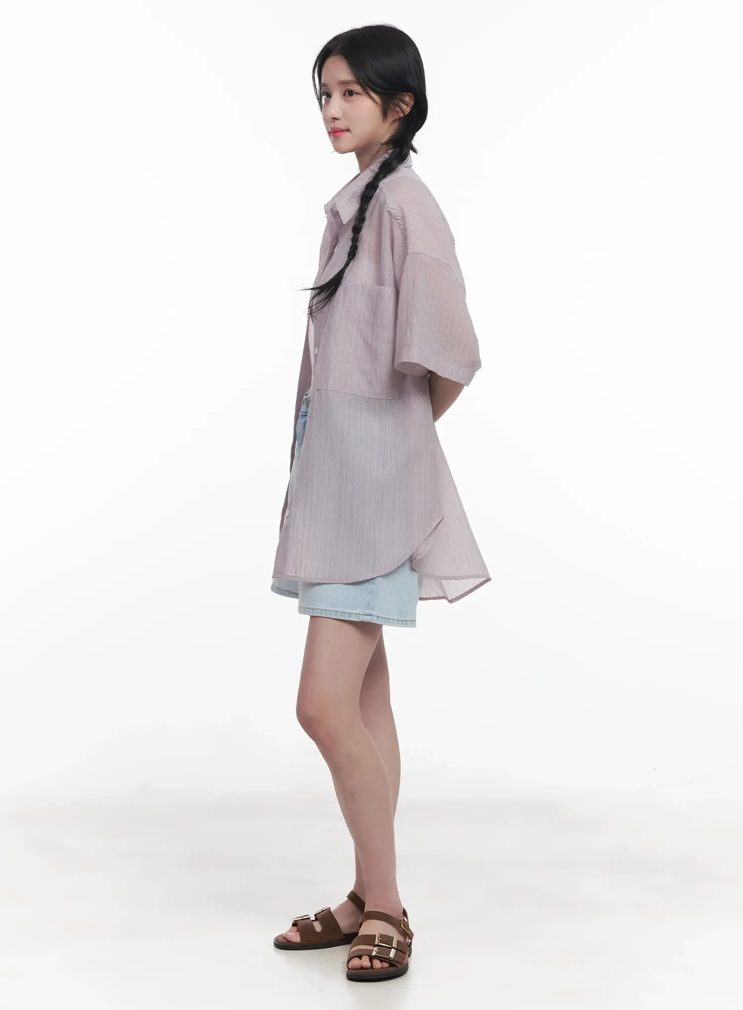 Light Wash Wide-Fit Jorts CU523 - Image 9