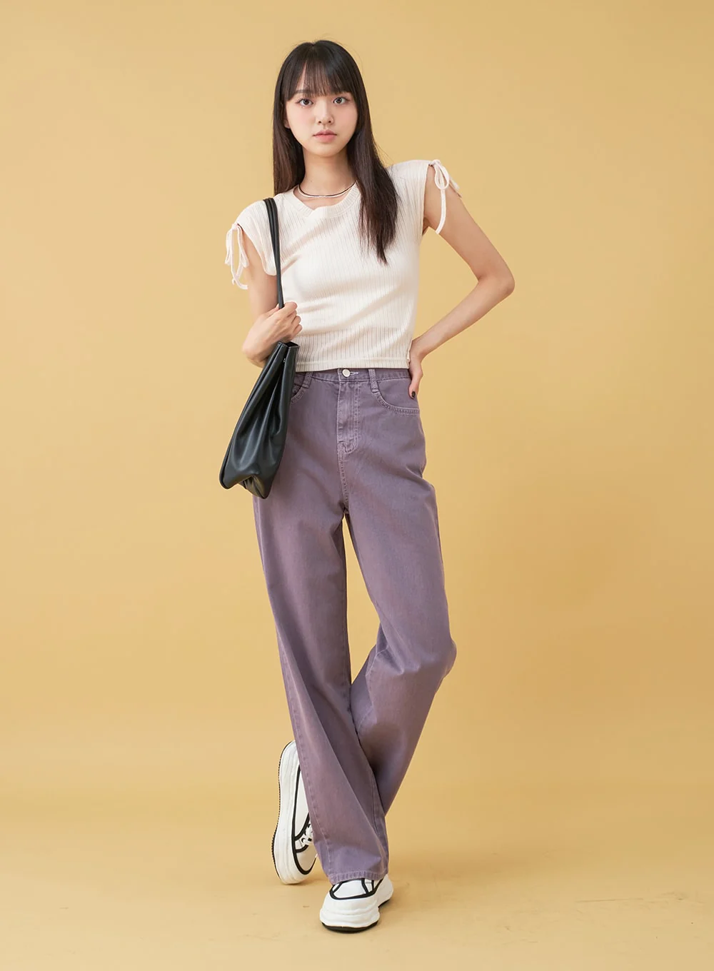 Long Cotton Colored Wide Pants OU15 - Image 24