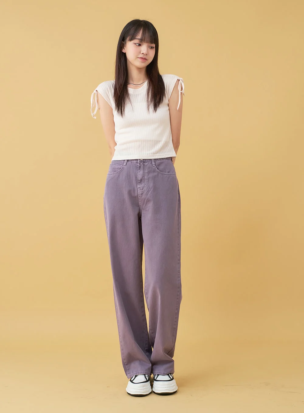 Long Cotton Colored Wide Pants OU15 - Image 6