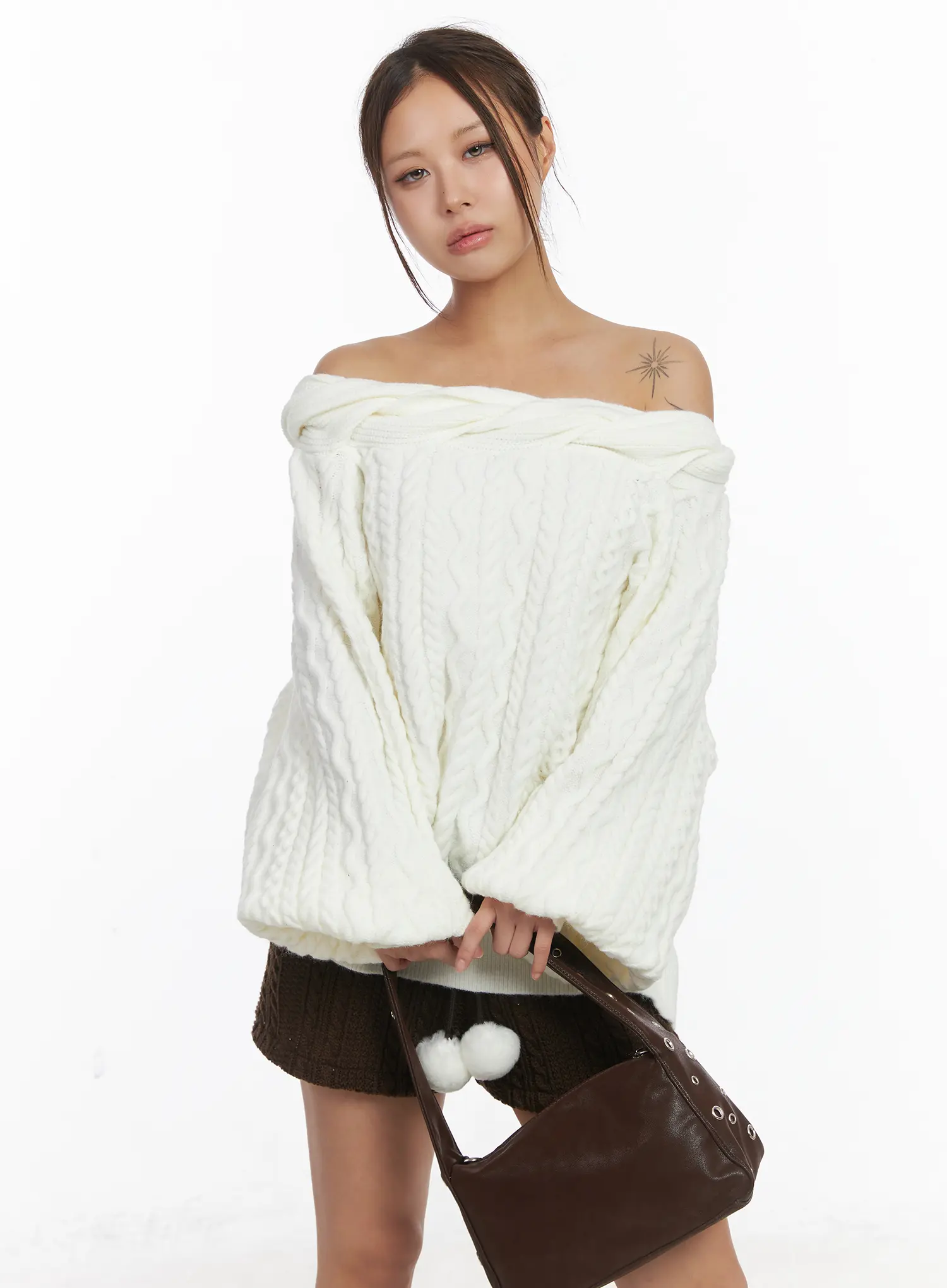 Loose Fit Cable Knit Top CJ512