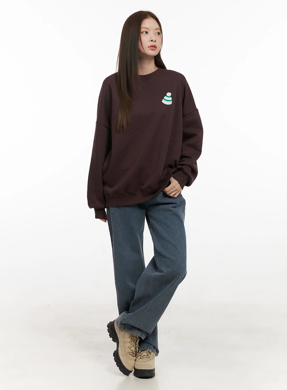 Loose-Fit Graphic Bear Crew Neck OD412 - Image 3
