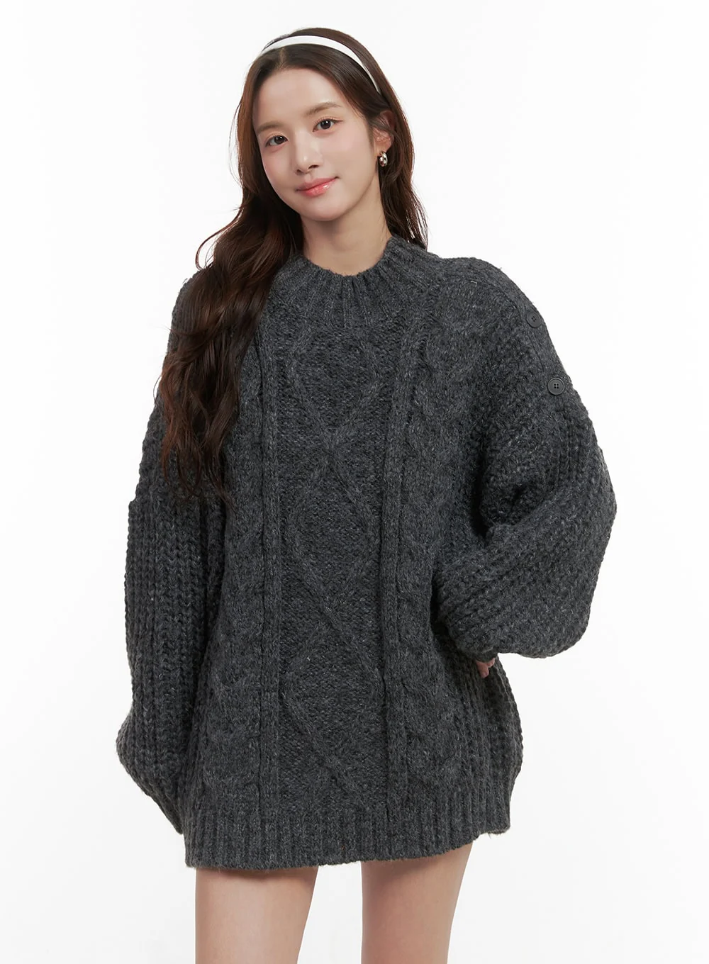 Loose-Fit Knit Mini Dress OO421 - Image 5