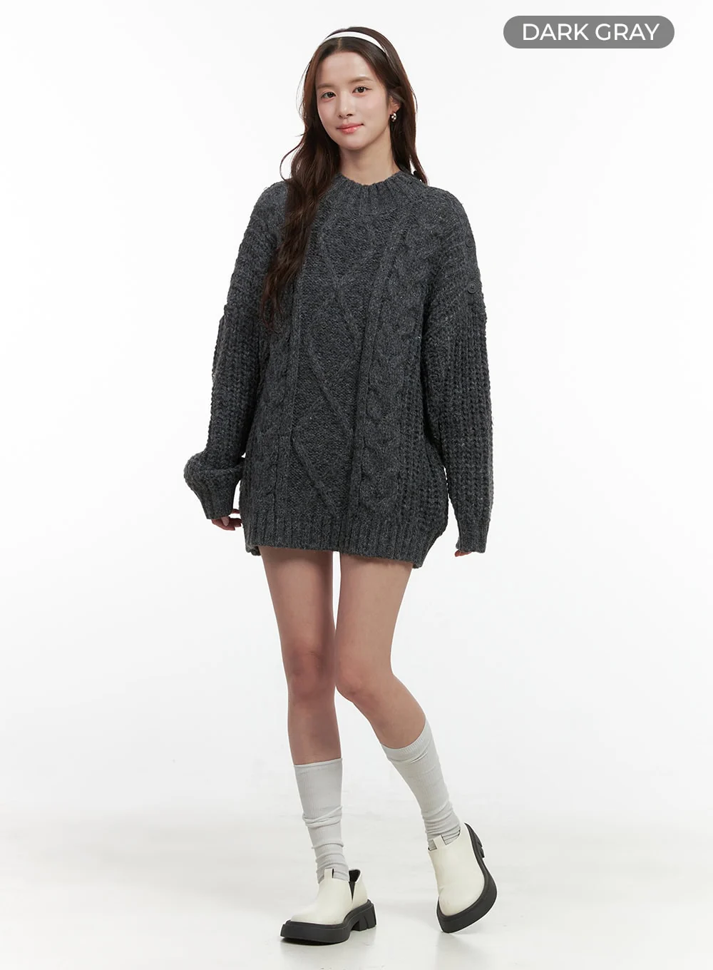 Loose-Fit Knit Mini Dress OO421 - Image 8