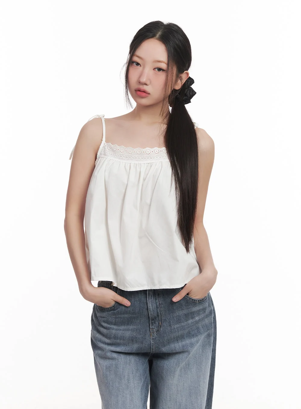 Loose-Fit Lace Trim Cami CM528 - Image 9