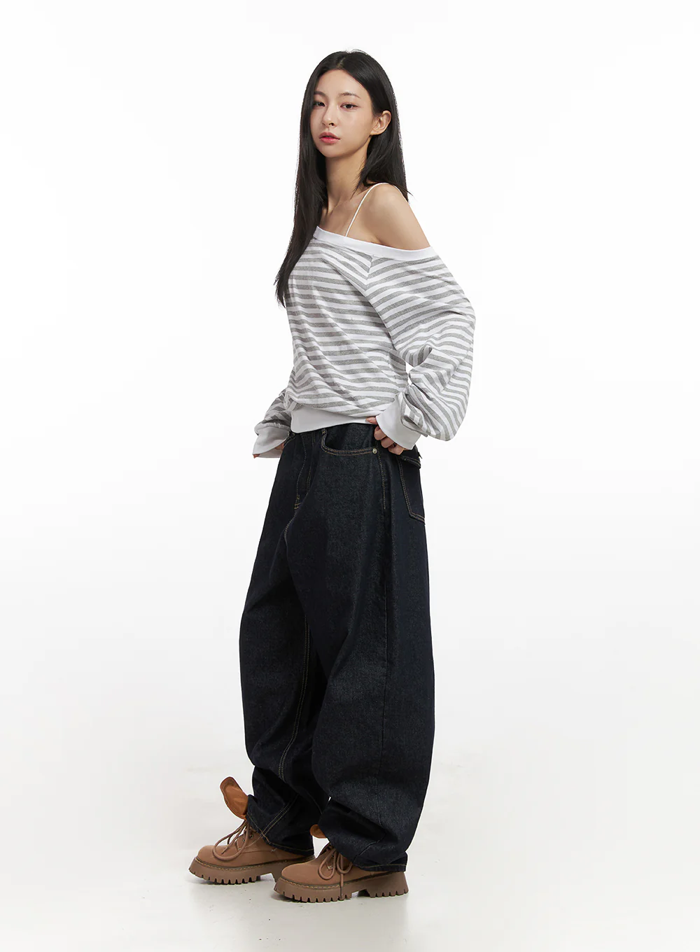 Loose-Fit Striped Drop-Shoulder Top CN426 - Image 4