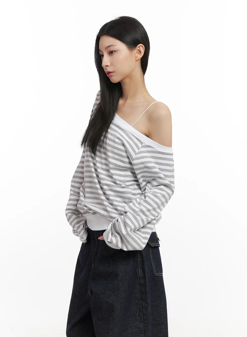 Loose-Fit Striped Drop-Shoulder Top CN426 - Image 6