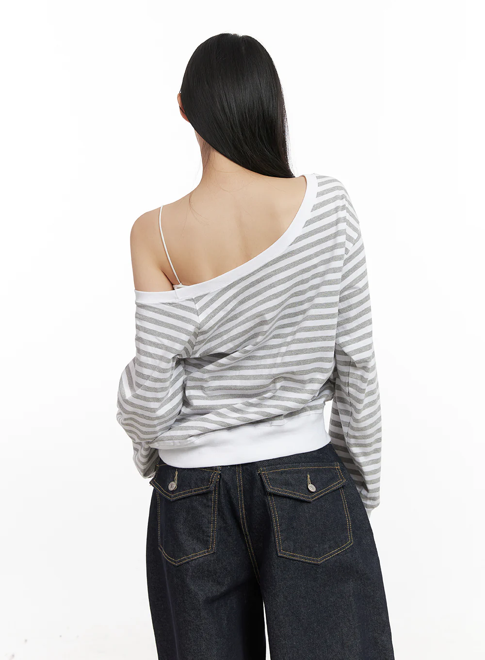 Loose-Fit Striped Drop-Shoulder Top CN426 - Image 7