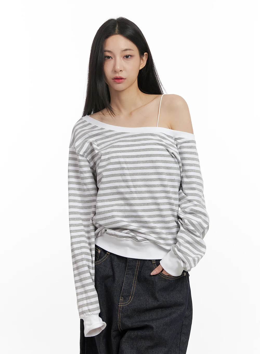 Loose-Fit Striped Drop-Shoulder Top CN426 - Image 8