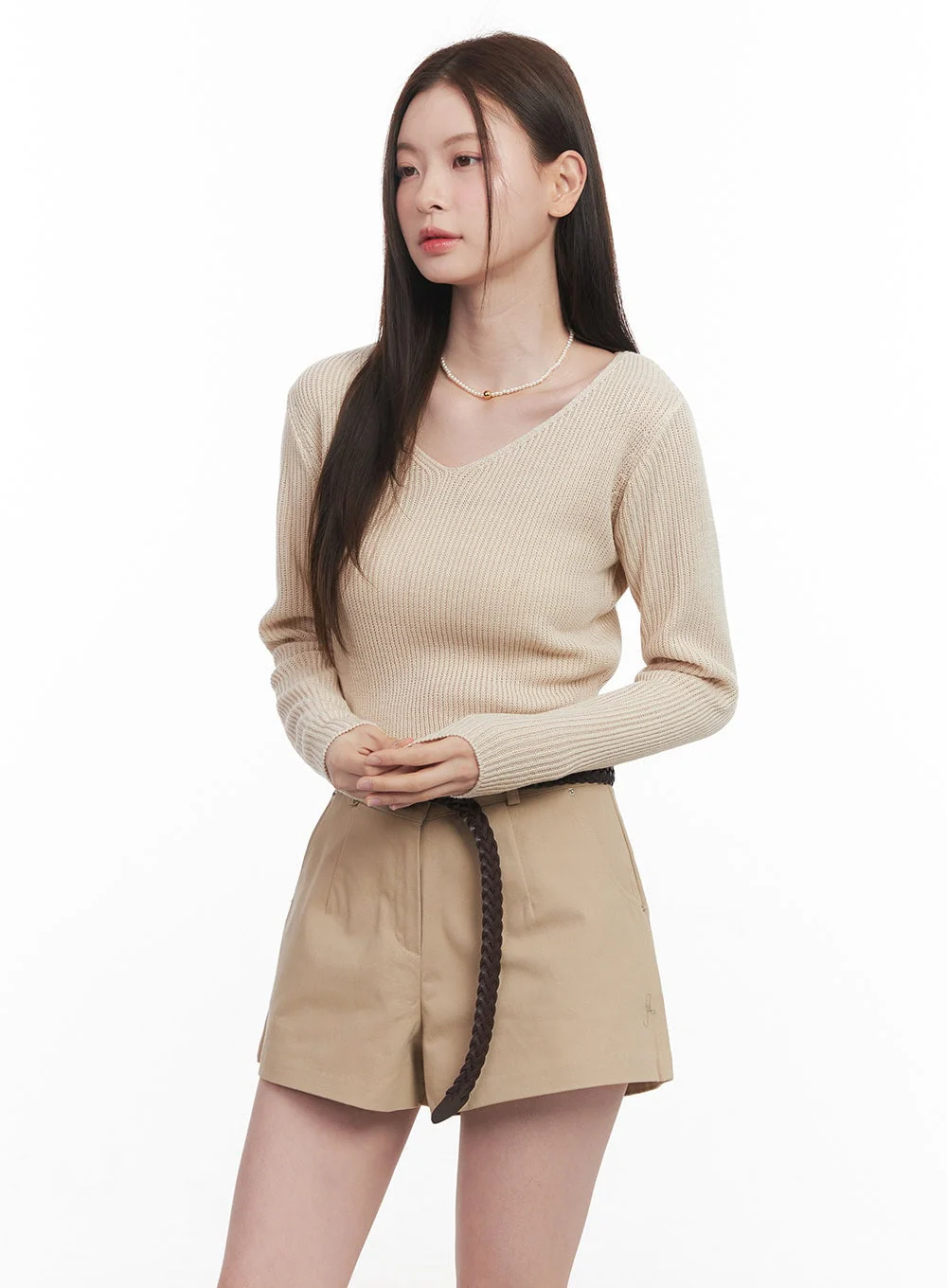 Loose-Fit V-Neck Crop Sweater CM512 - Image 10