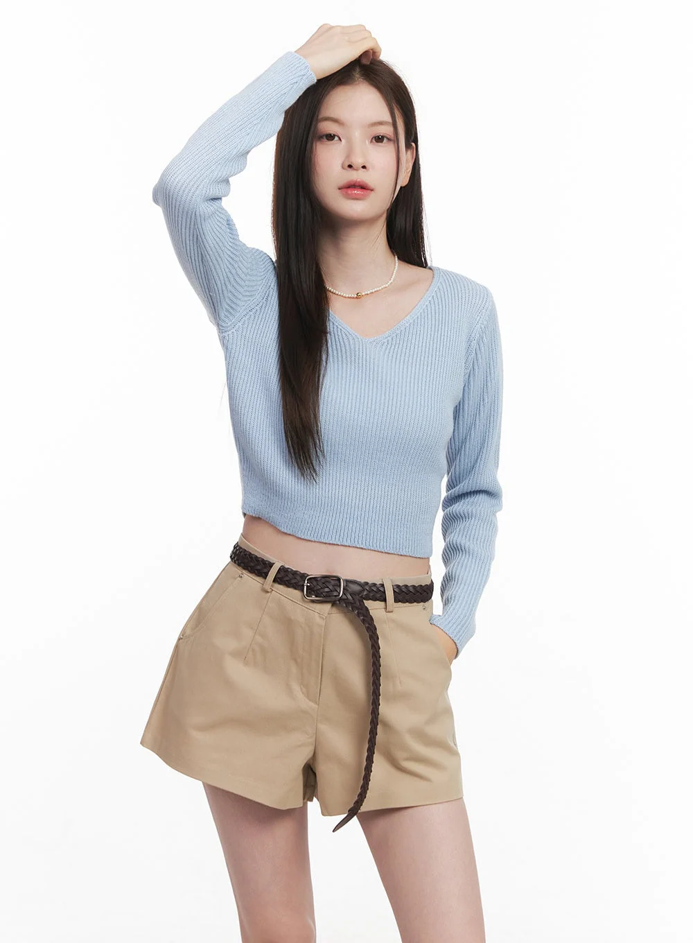 Loose-Fit V-Neck Crop Sweater CM512 - Image 11