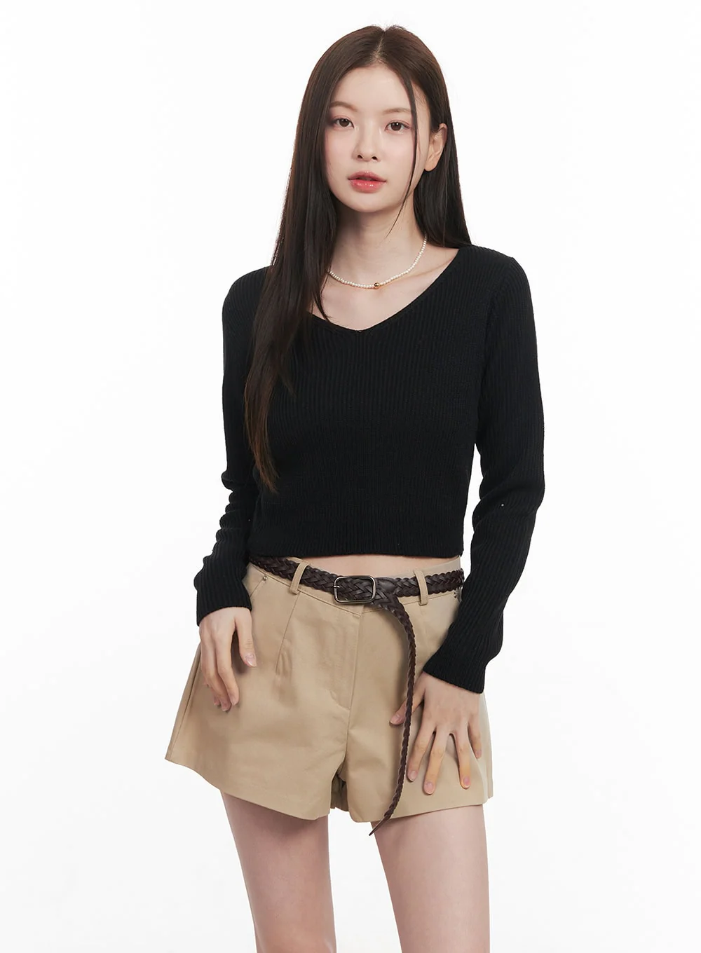 Loose-Fit V-Neck Crop Sweater CM512 - Image 13