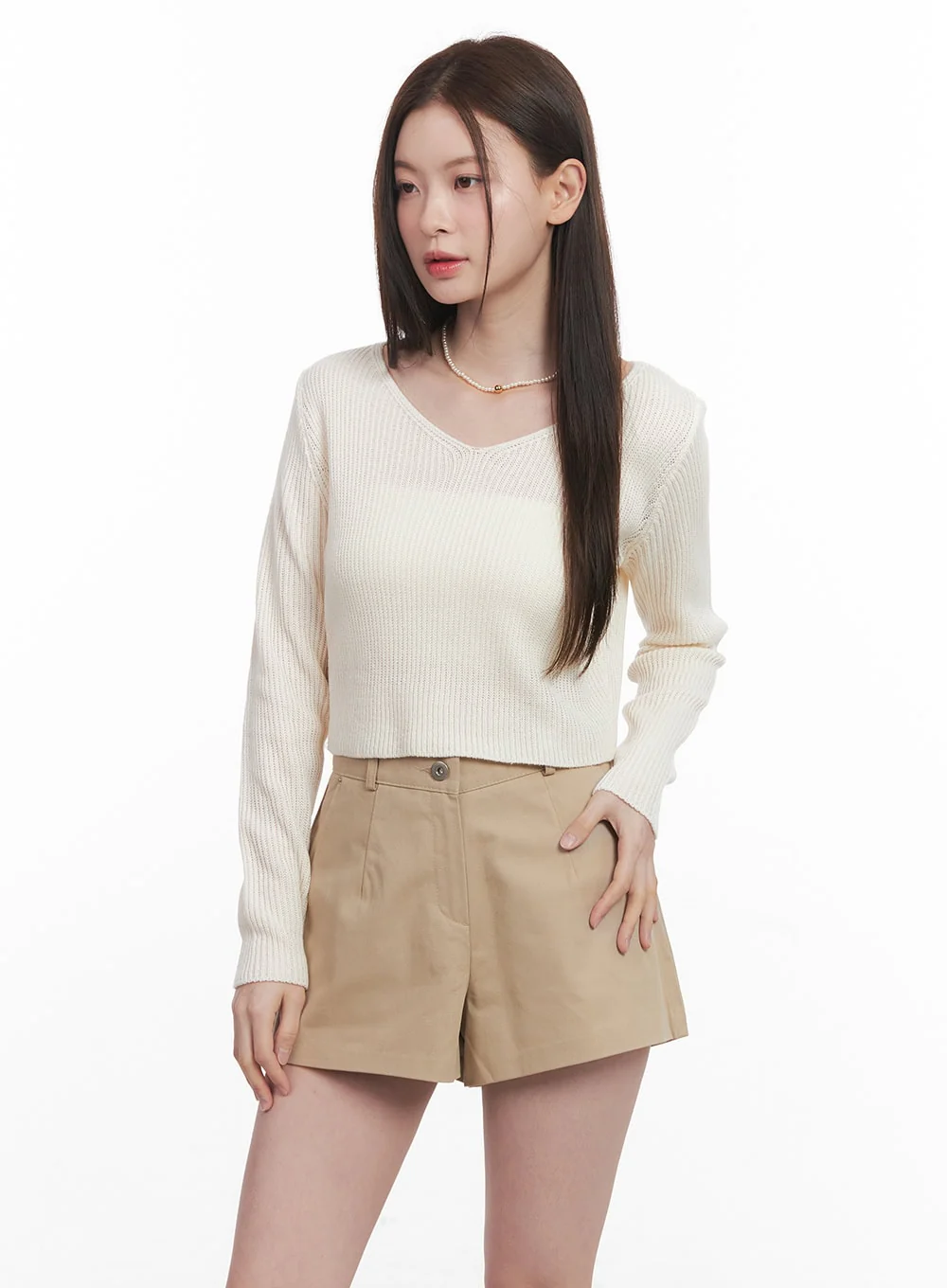 Loose-Fit V-Neck Crop Sweater CM512 - Image 9