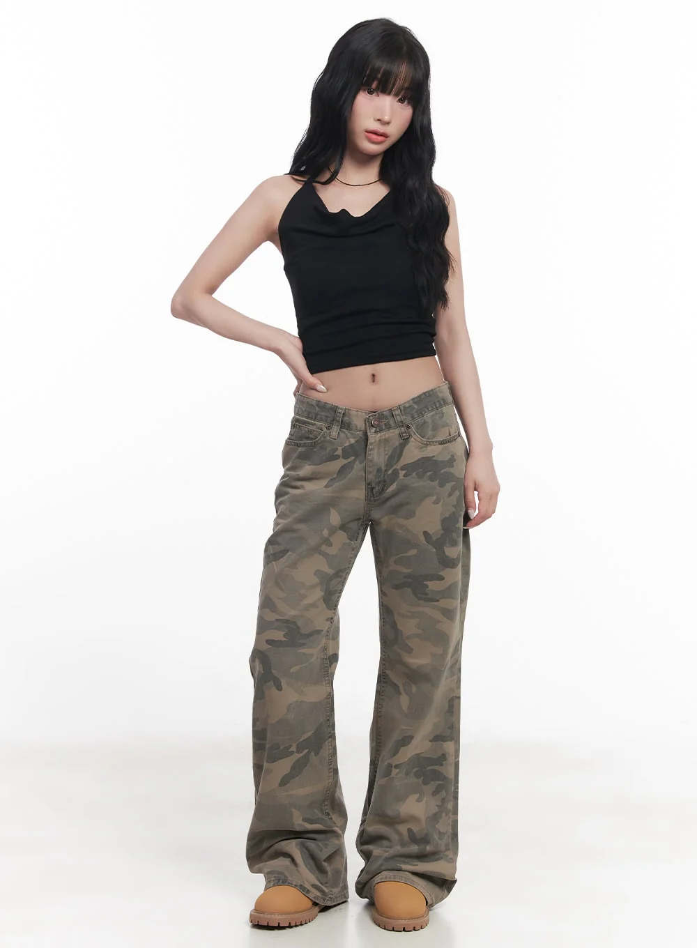 Low-Rise Camo Bootcut Pants CY527 - Image 2